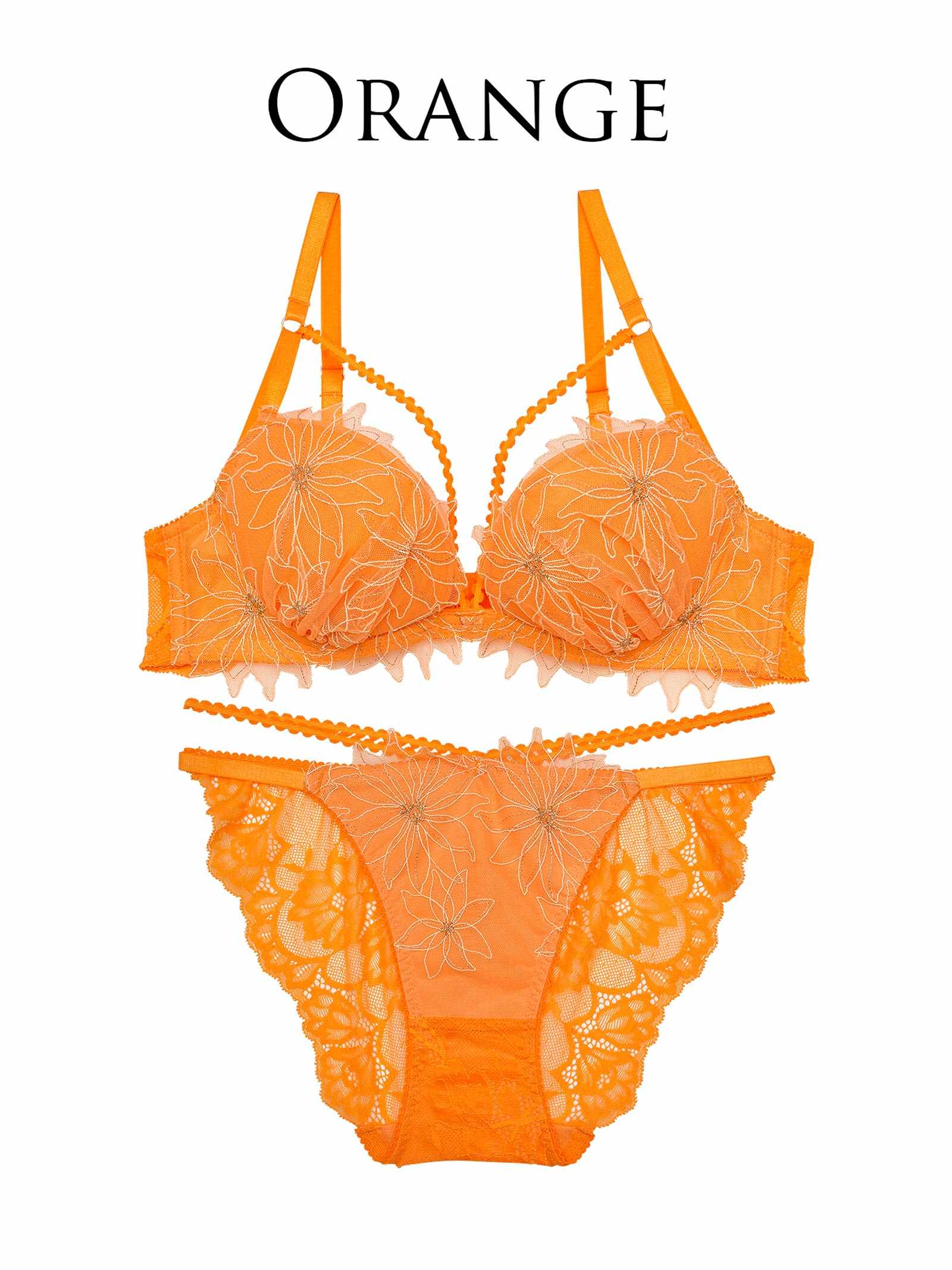 キムボラム着用【Reinest】クリスタルフラワーストリングブラジャー&バック透けフルバックショーツ - 【公式】247Lingerie