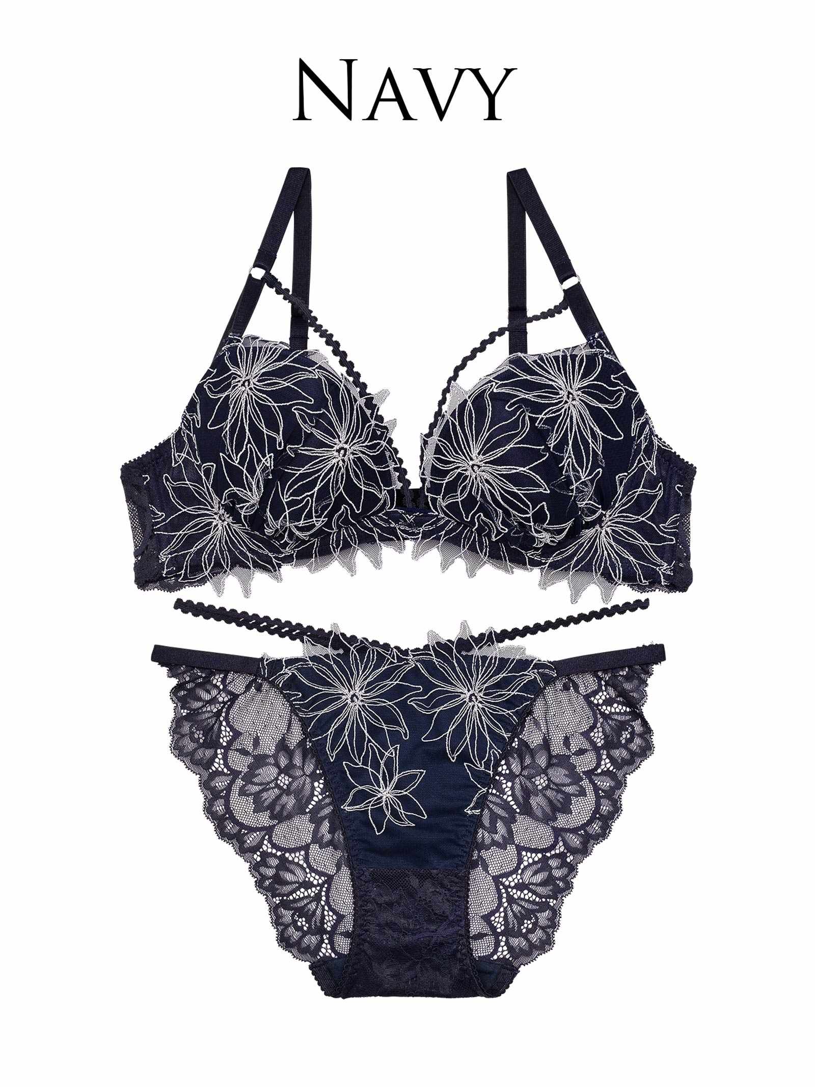 キムボラム着用【Reinest】クリスタルフラワーストリングブラジャー&バック透けフルバックショーツ - 【公式】247Lingerie