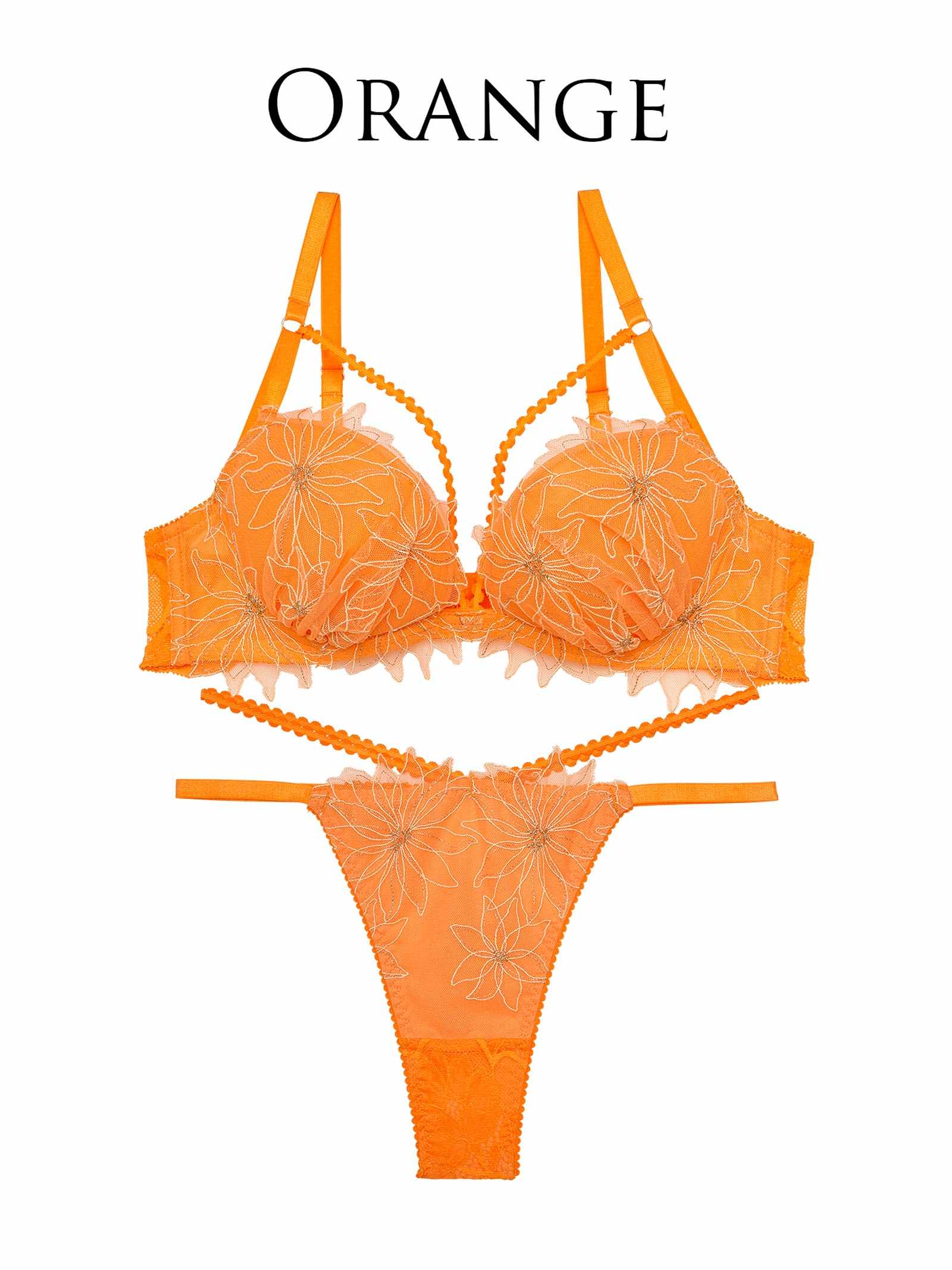 8/17新作!【Reinest】クリスタルフラワーストリングブラジャー&バック透けTバックショーツ