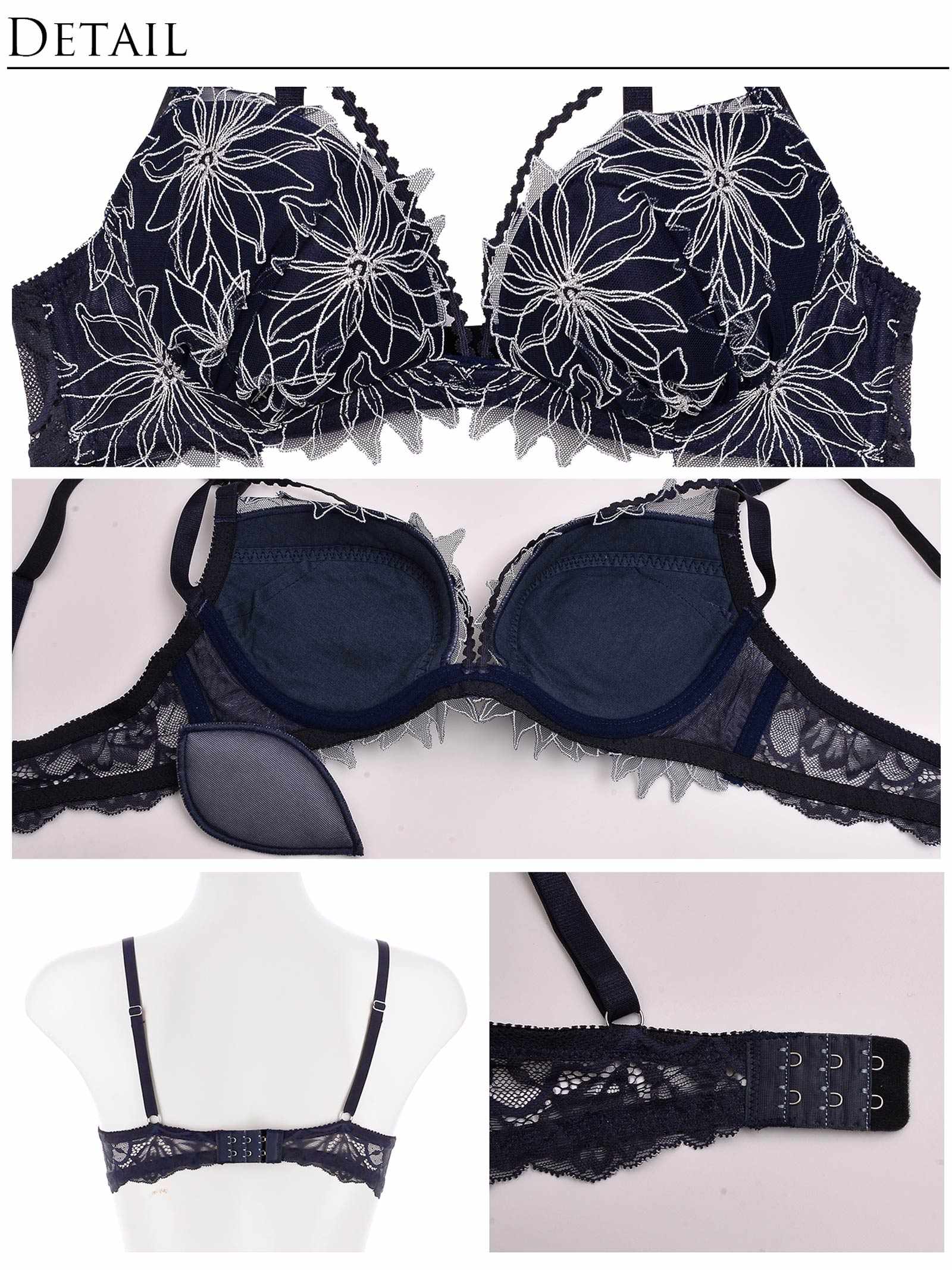 8/17新作!【Reinest】クリスタルフラワーストリングブラジャー&バック透けTバックショーツ