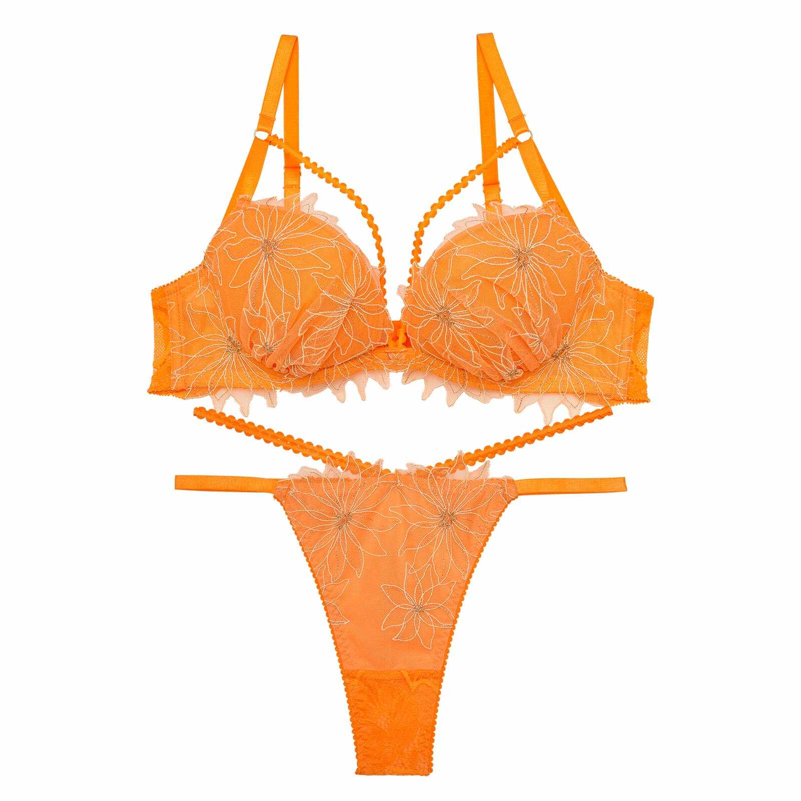 キムボラム着用【Reinest】クリスタルフラワーストリングブラジャー&バック透けTバックショーツ