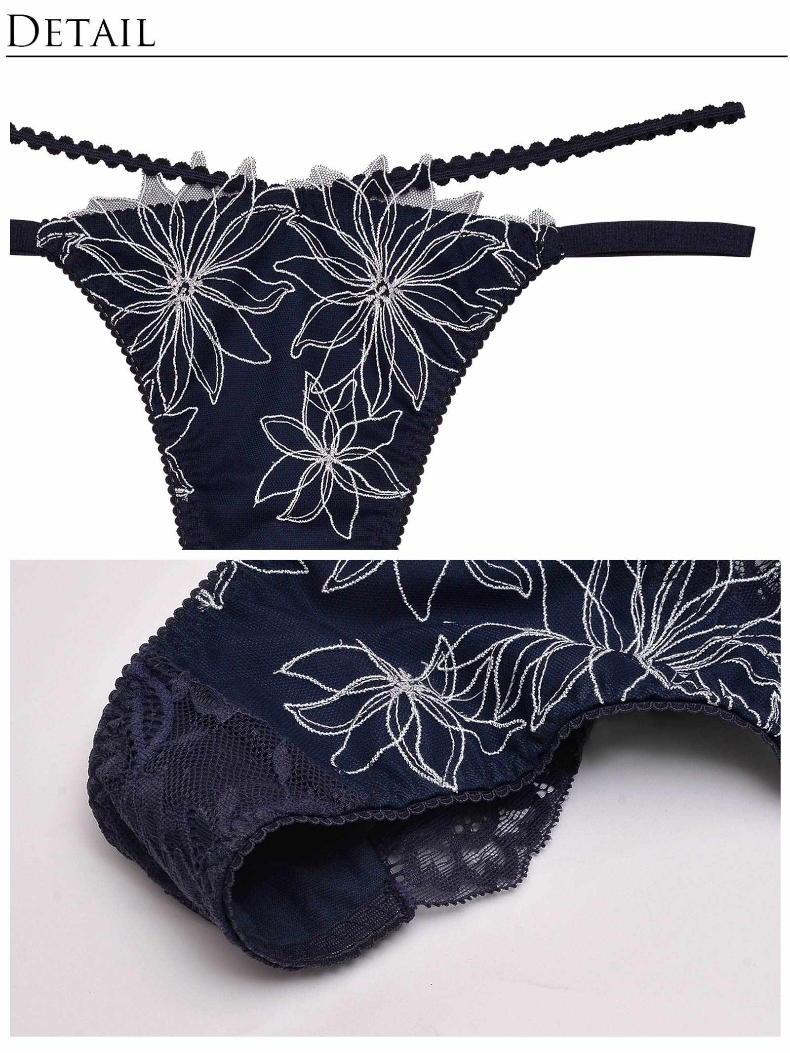 8/17新作!【Reinest】クリスタルフラワーストリングブラジャー&バック透けTバックショーツ