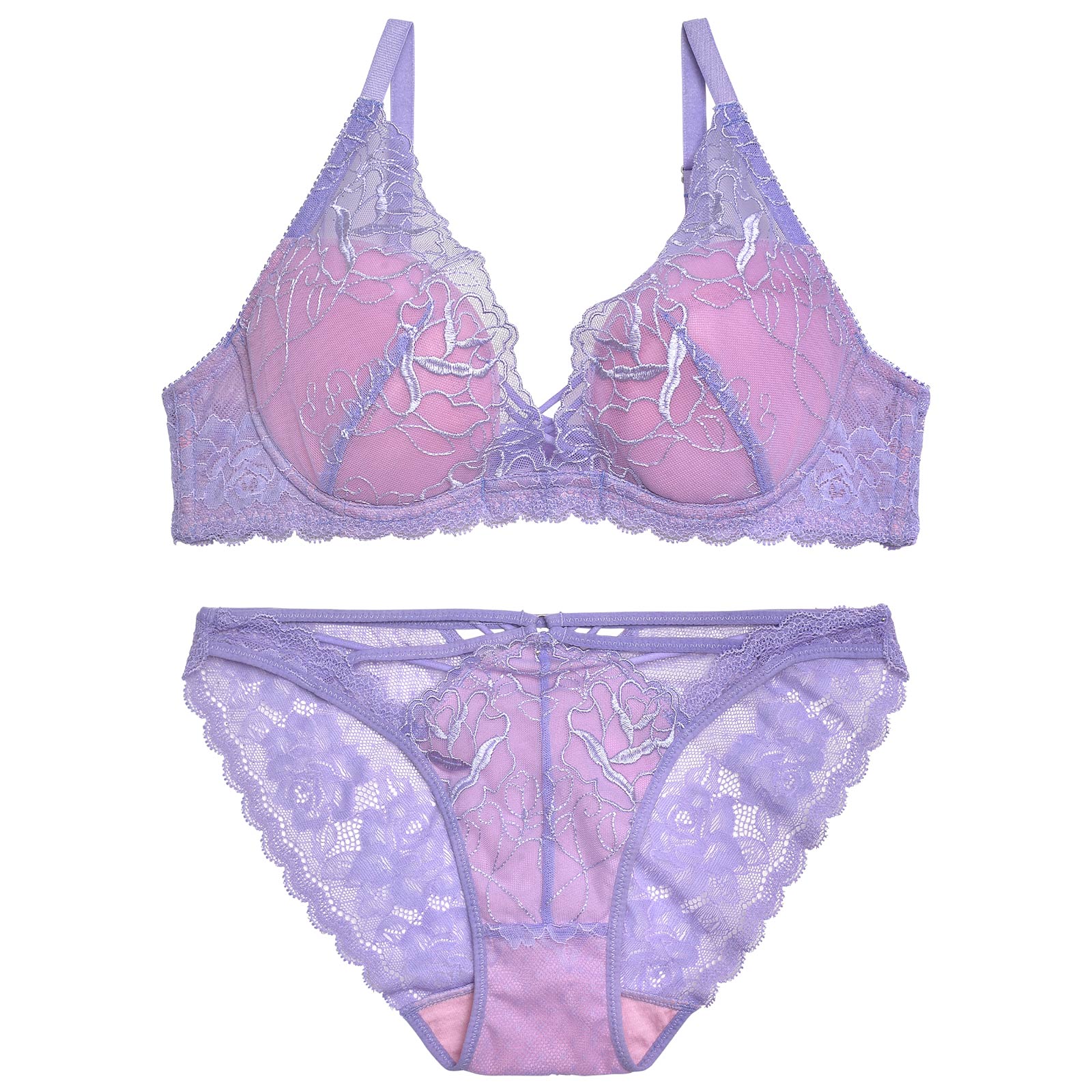 【Reinest】エレガンスシアーストリングブラジャー&バック透けフルバックショーツ