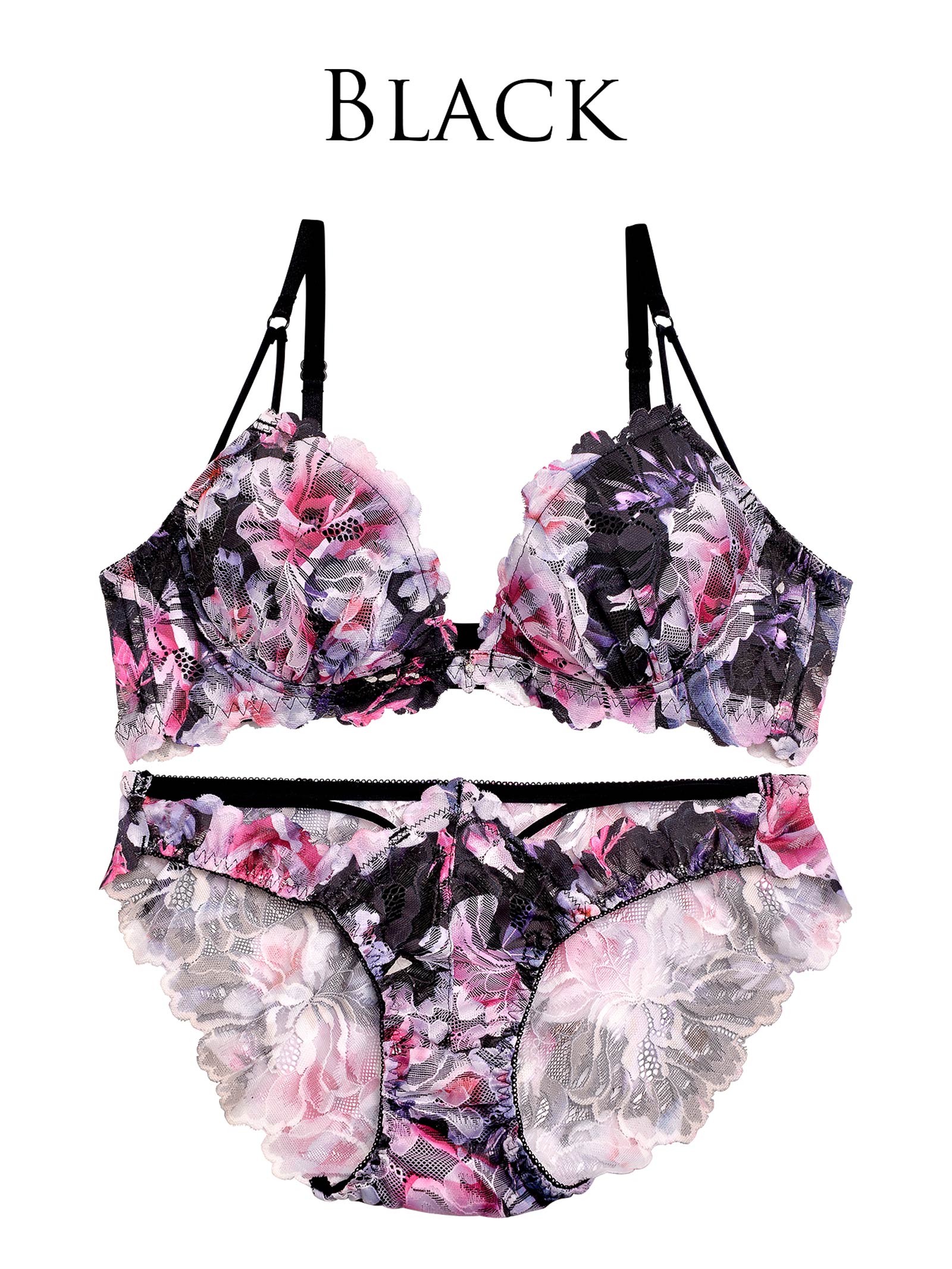 【永尾まりや着用】【Reinest】ドレッシーフラワーリッチブラジャー&バック透けフルバックショーツ - 【公式】247Lingerie