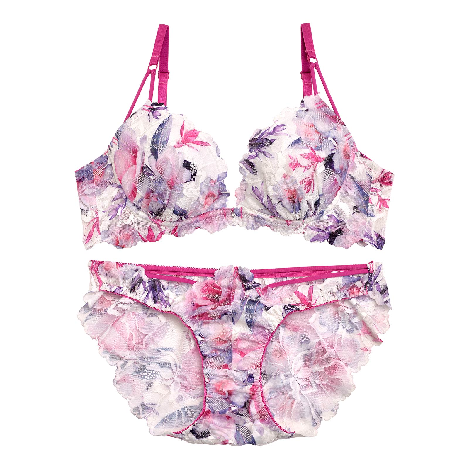 【永尾まりや着用】【Reinest】ドレッシーフラワーリッチブラジャー&バック透けフルバックショーツ - 【公式】247Lingerie