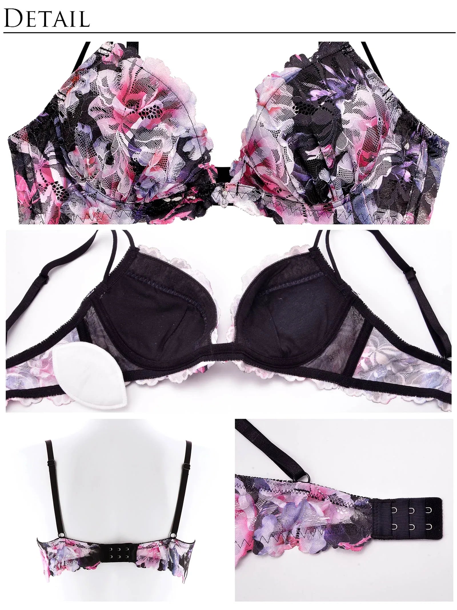 【永尾まりや着用】【Reinest】ドレッシーフラワーリッチブラジャー&バック透けTバックショーツ - 【公式】247Lingerie