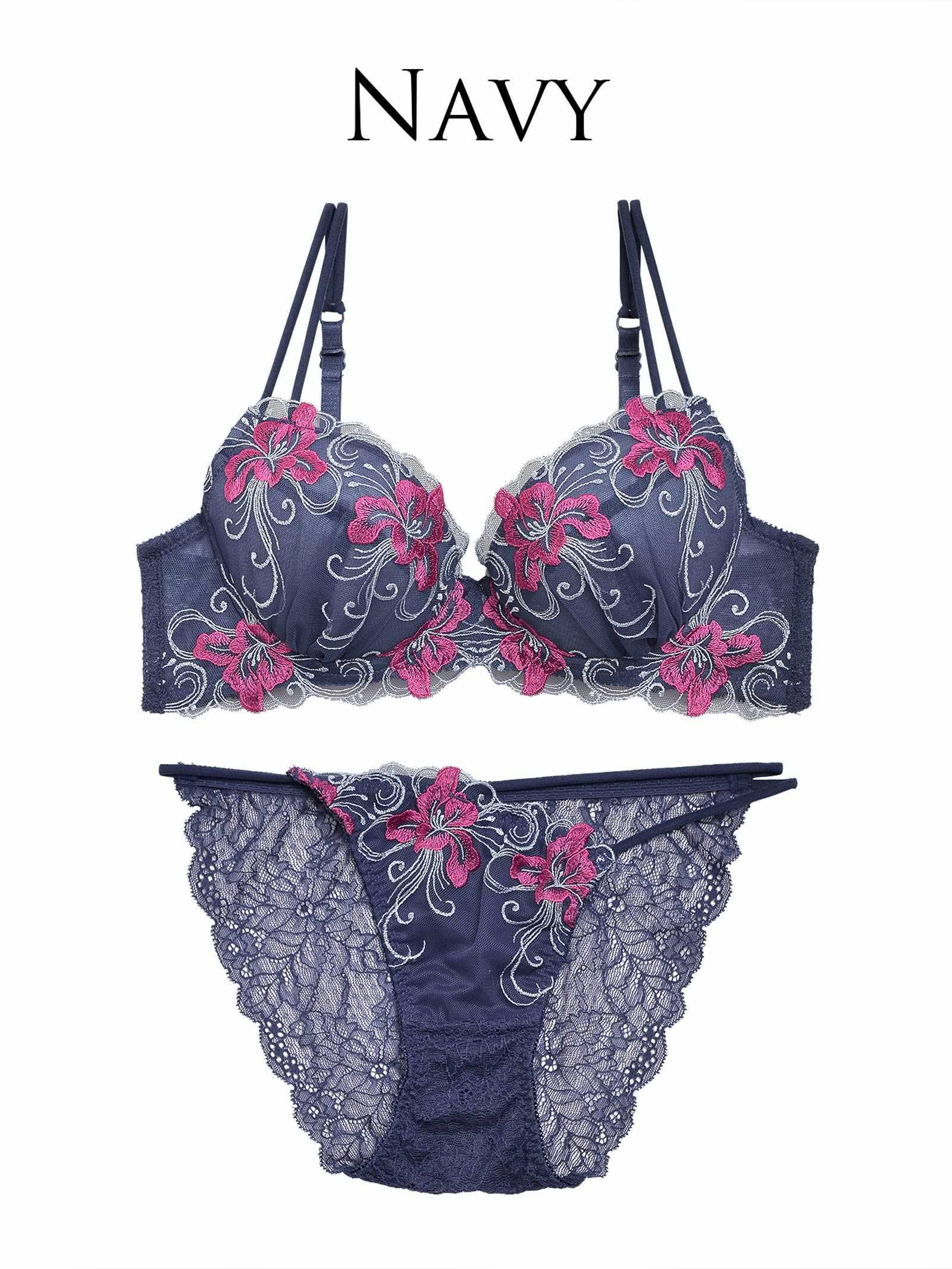 【Reinest】エスニックリリーエンブロイダリーブラジャー&バック透けフルバックショーツ - 【公式】247Lingerie