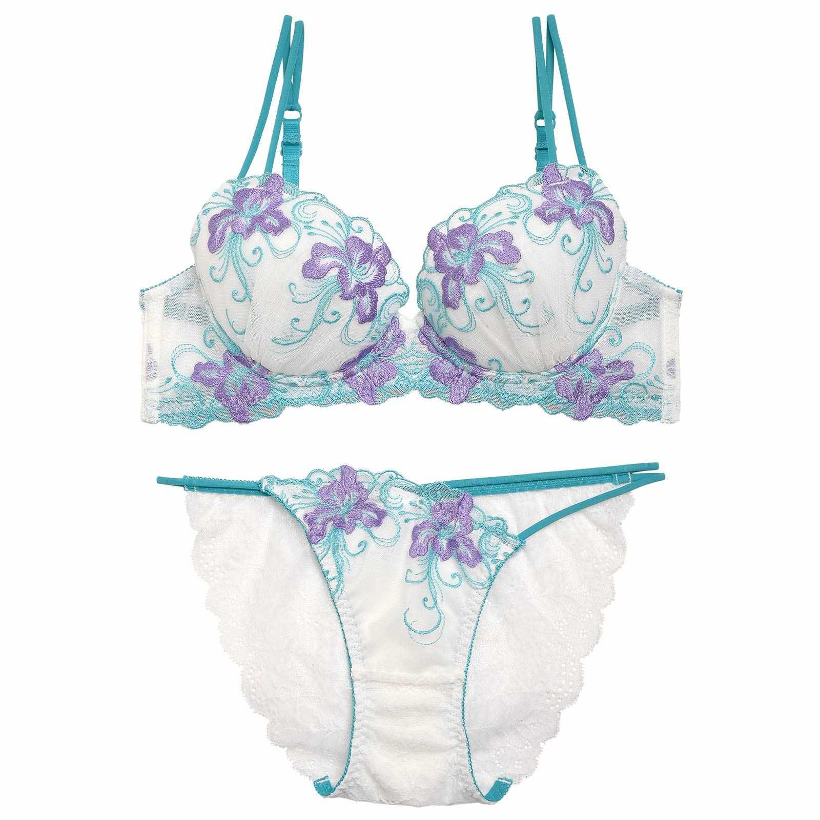 【Reinest】エスニックリリーエンブロイダリーブラジャー&バック透けフルバックショーツ - 【公式】247Lingerie