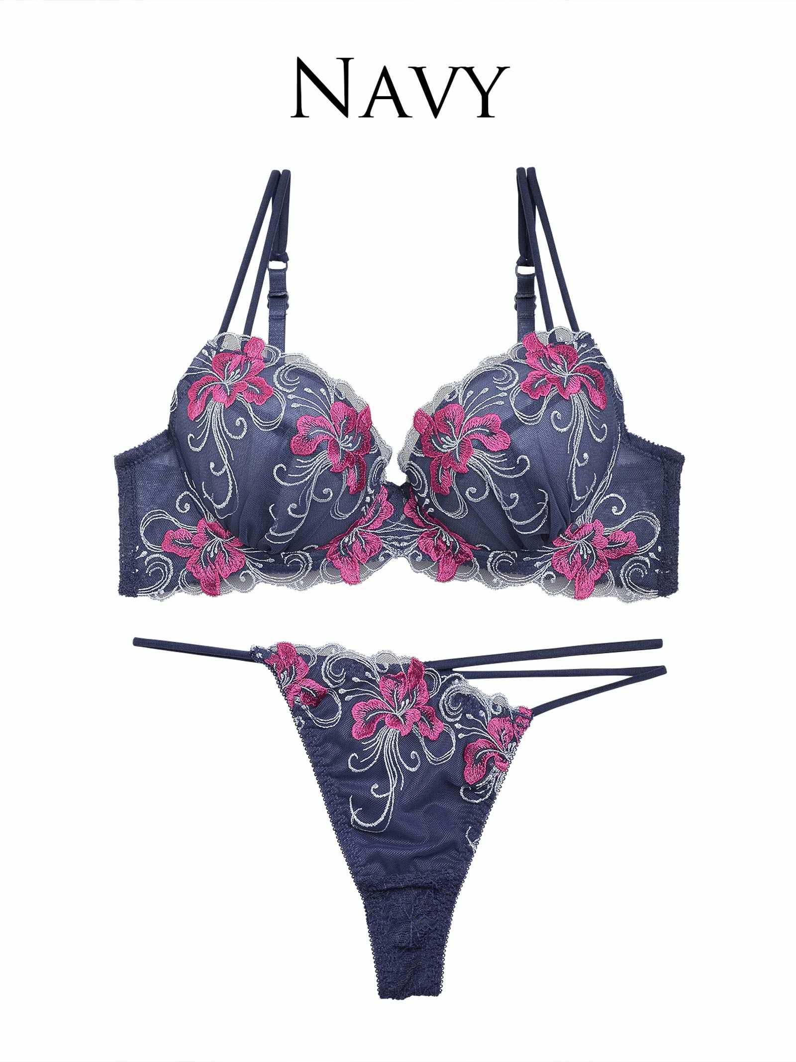 8/12新作!永尾まりや着用【Reinest】エスニックリリーエンブロイダリーブラジャー&バック透けTバックショーツ