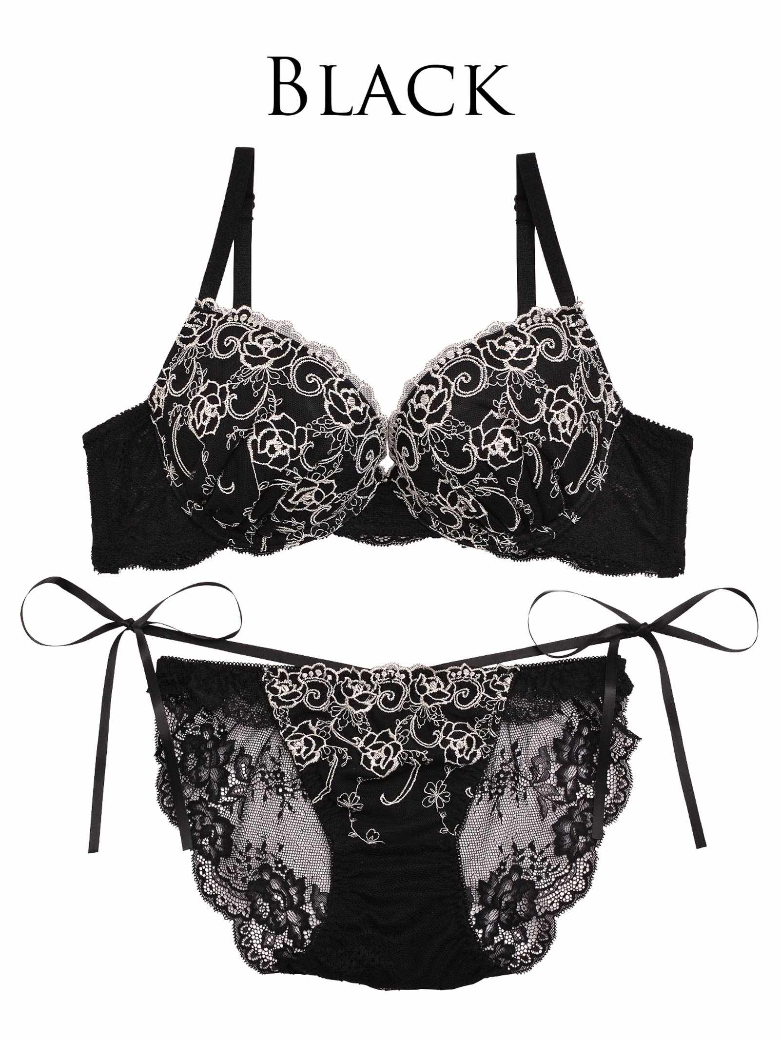 2/6新作!【Reinest】クラシカルピュアローズブラジャー&バック透けフルバックショーツ