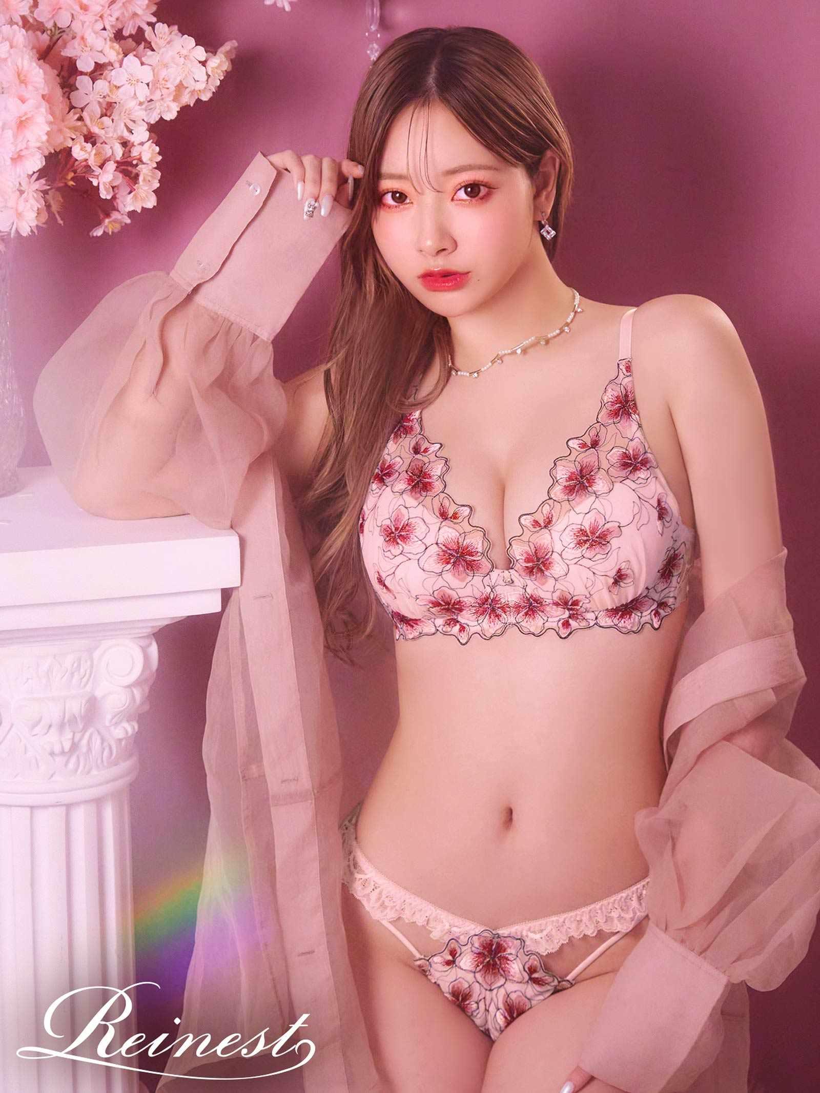 1/20再販!【Reinest】プルメリアエンブロイダリーブラジャー&バック透けフルバックショーツ - 【公式】247Lingerie