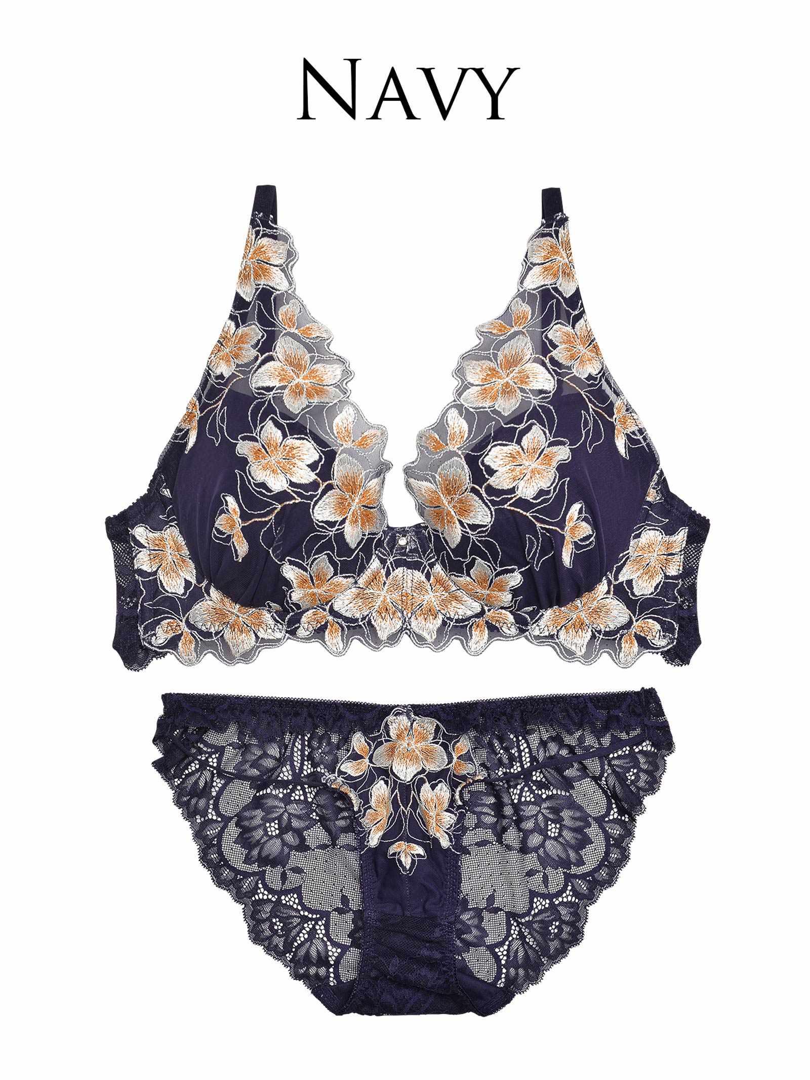 1/20再販!【Reinest】プルメリアエンブロイダリーブラジャー&バック透けフルバックショーツ - 【公式】247Lingerie