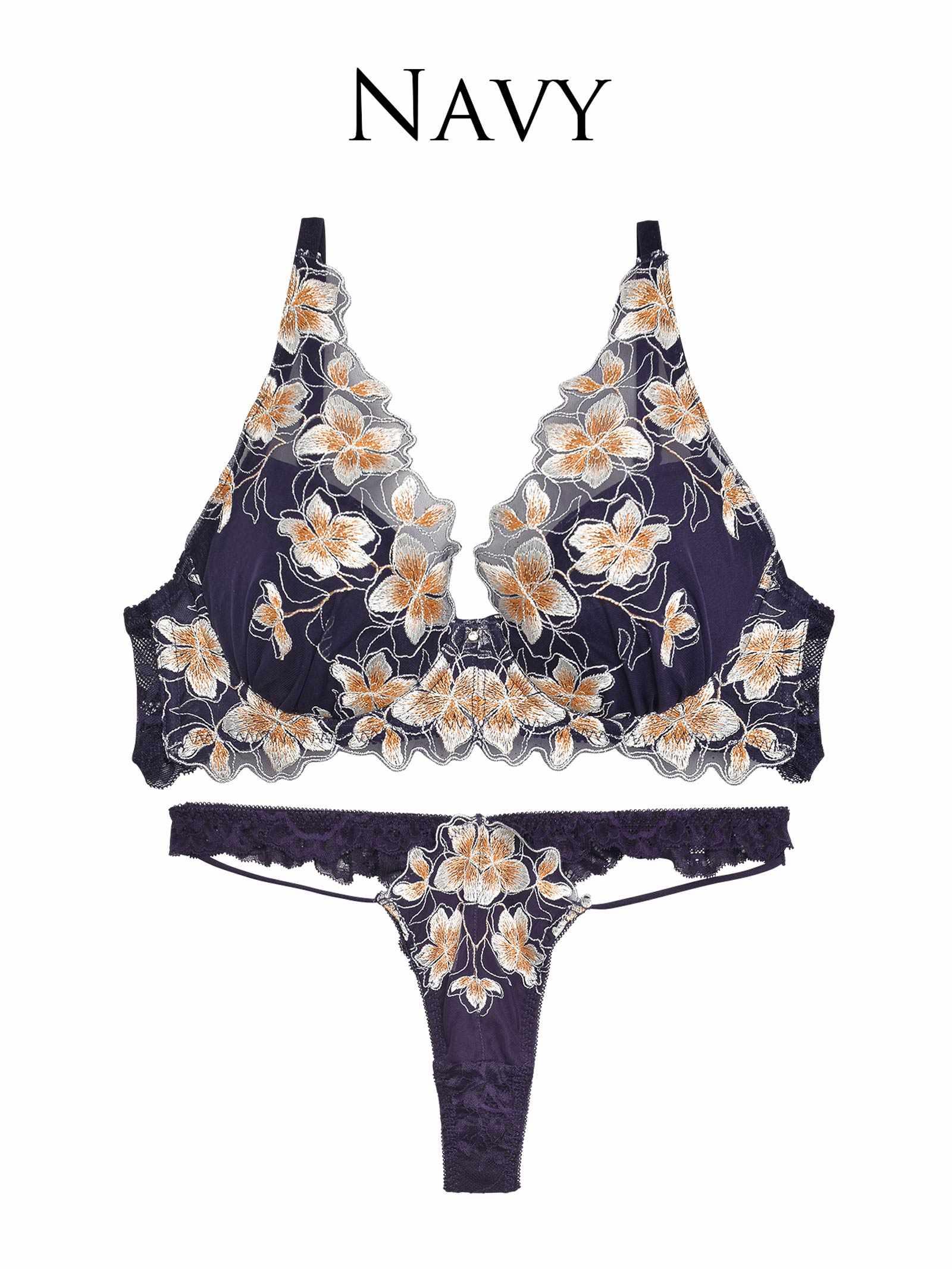 1/20再販!【Reinest】プルメリアエンブロイダリーブラジャー&バック透けTバックショーツ - 【公式】247Lingerie