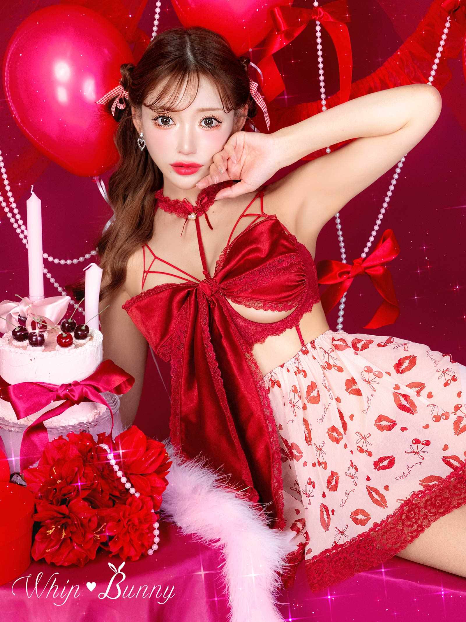 1/20新作!【明日花キララプロデュース/WhipBunny】Cherry Rouge Ribbon Babydoll / チェリールージュリボンベビードール