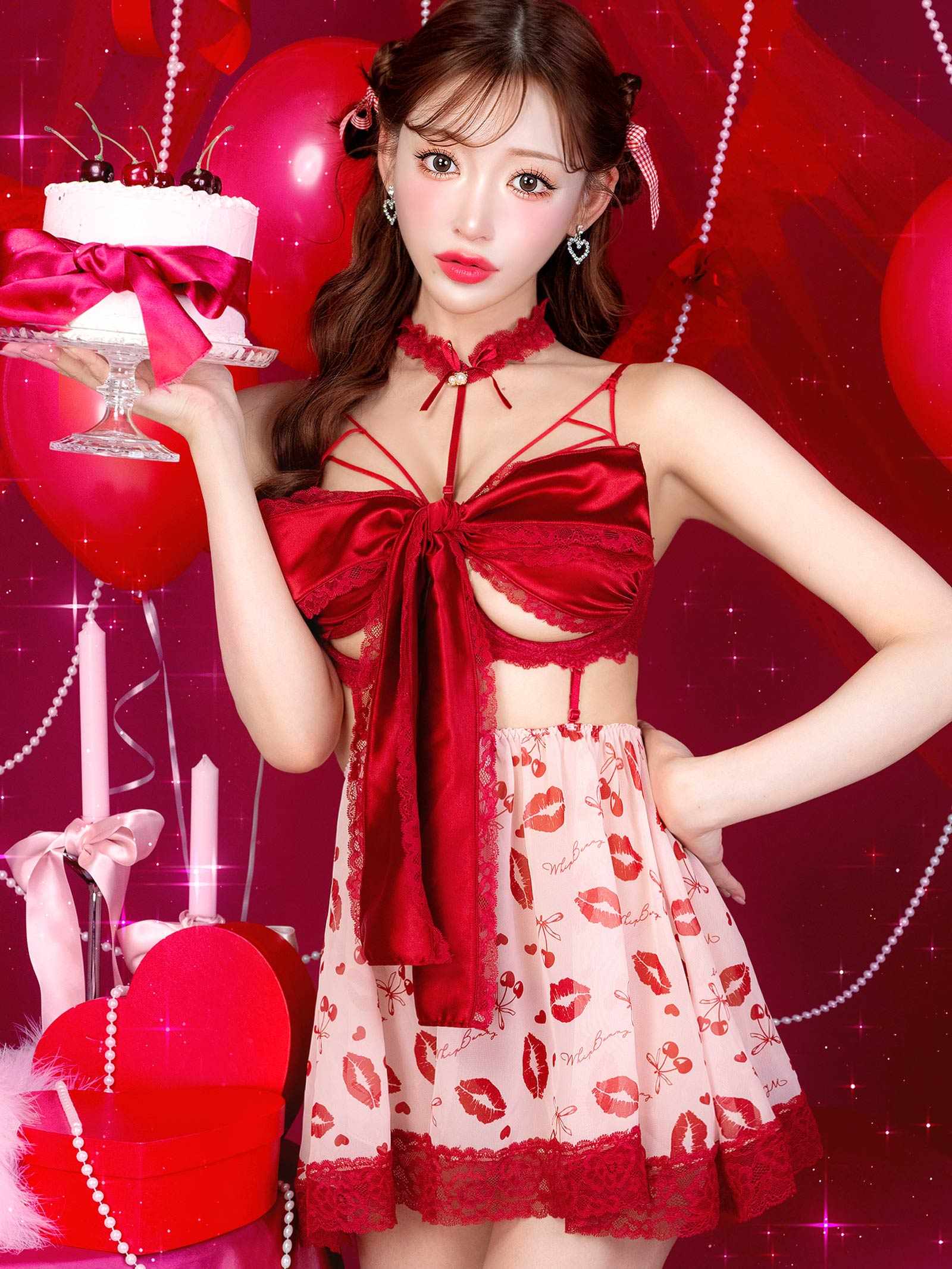 1/20新作!【明日花キララプロデュース/WhipBunny】Cherry Rouge Ribbon Babydoll / チェリールージュリボンベビードール