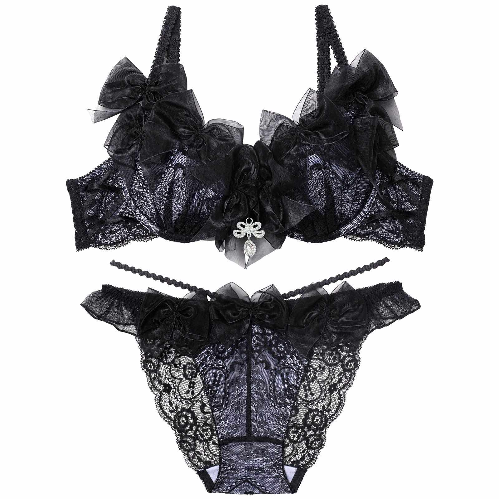 12/4再販!【明日花キララプロデュース/WhipBunny】Lovely Ribbon Ballerina Bra&Shorts / Black Swan ラブリーリボンバレリーナブラ＆ショーツ / ブラックスワン