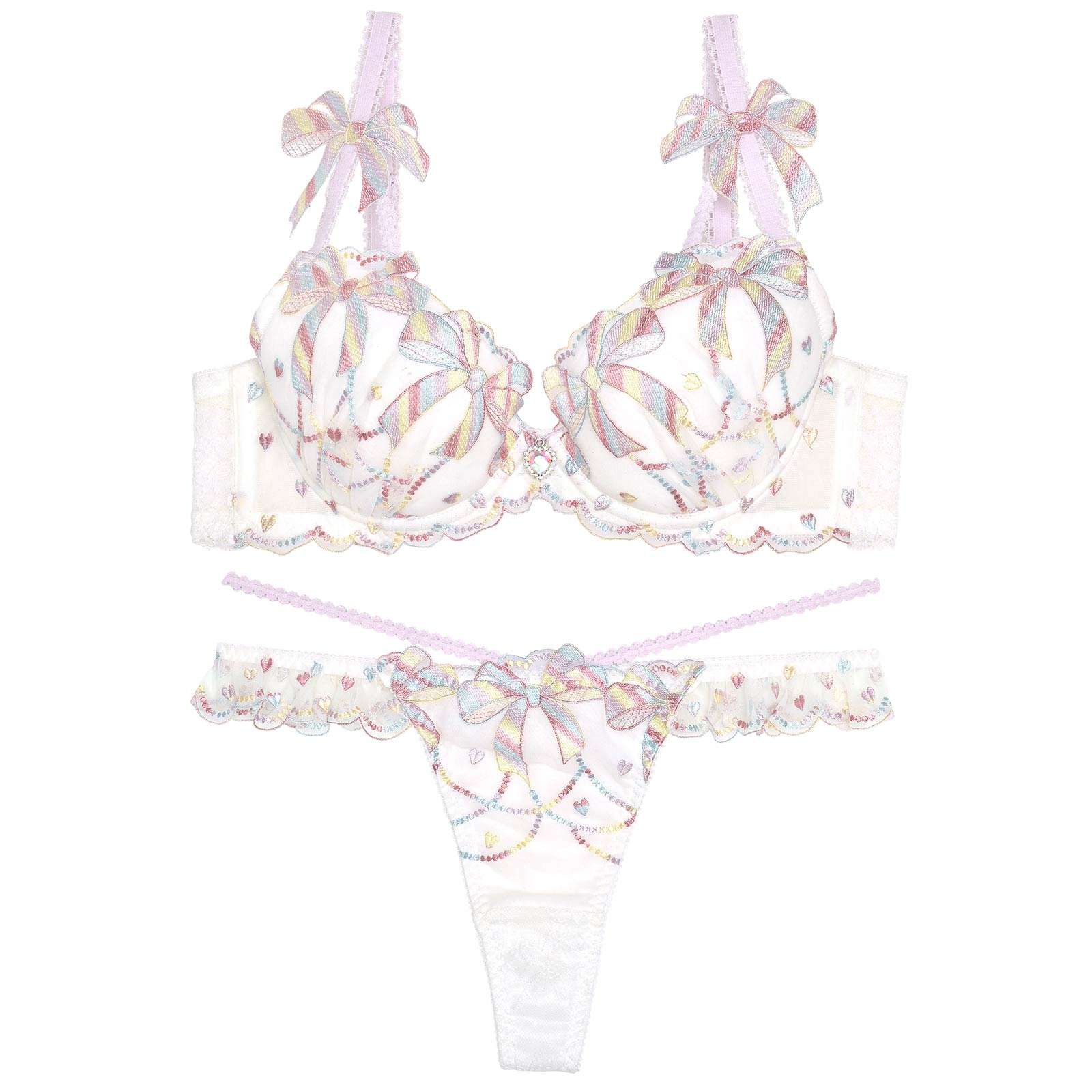 【明日花キララプロデュース/WhipBunny】Sweets Ribbon Candy Bra&T-back/Cotton Candy スウィーツリボンキャンディブラ＆Tバック/コットンキャンディ