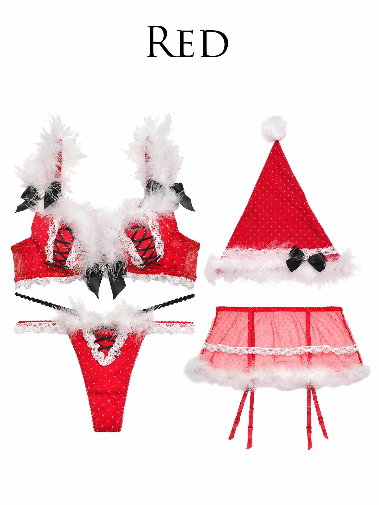 11/22新作!【明日花キララプロデュース-WhipBunny】Feather Dot Ribbon Santa Costume / フェザードットリボンサンタコスチューム