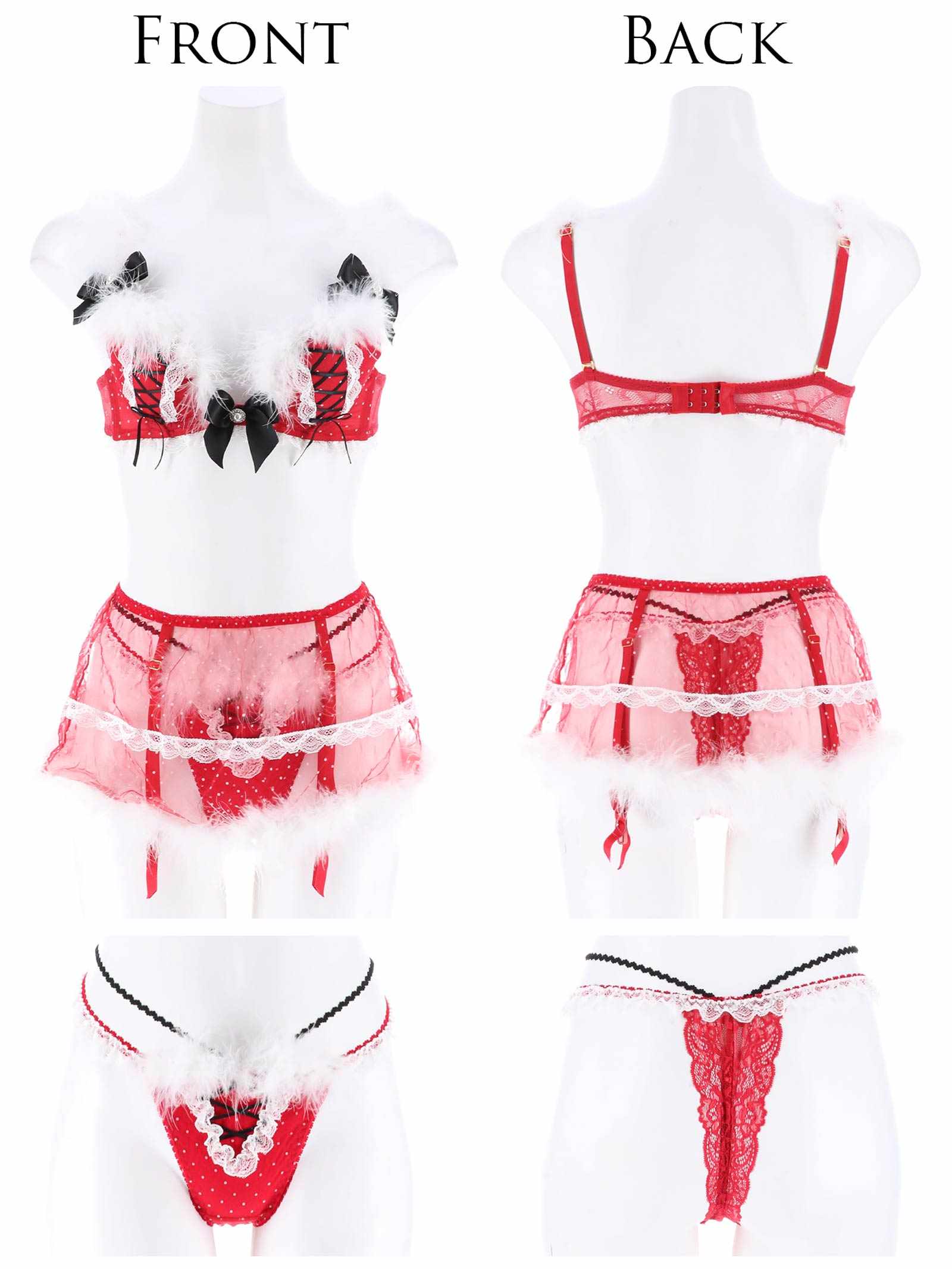 11/22新作!【明日花キララプロデュース-WhipBunny】Feather Dot Ribbon Santa Costume / フェザードットリボンサンタコスチューム