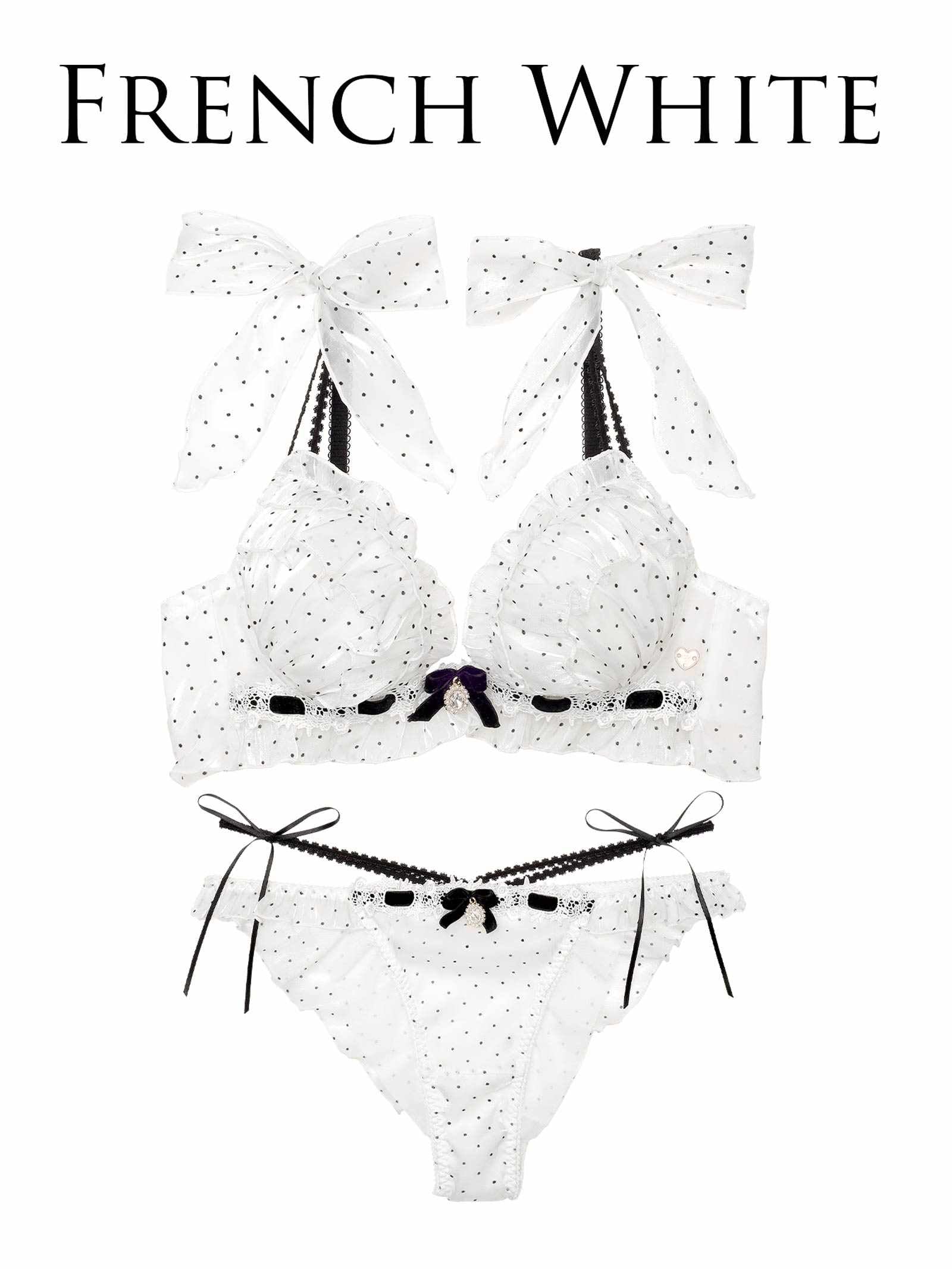 【明日花キララプロデュース/WhipBunny】Flocky Dot Girly Bra&Shorts / フロッキードットガーリーブラ＆ショーツ