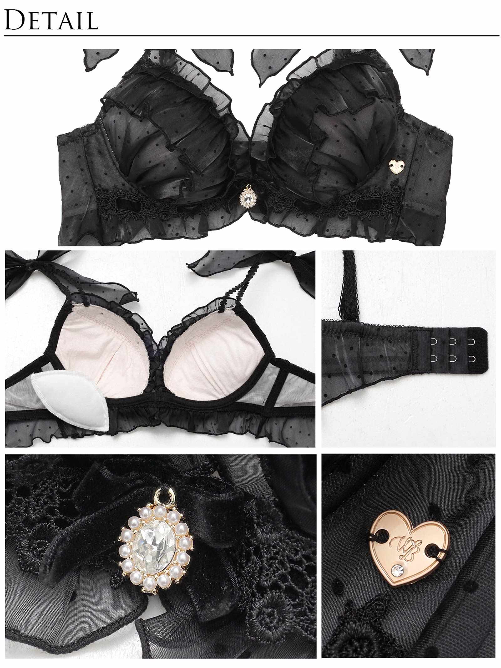 【明日花キララプロデュース/WhipBunny】Flocky Dot Girly Bra&Shorts / フロッキードットガーリーブラ＆ショーツ