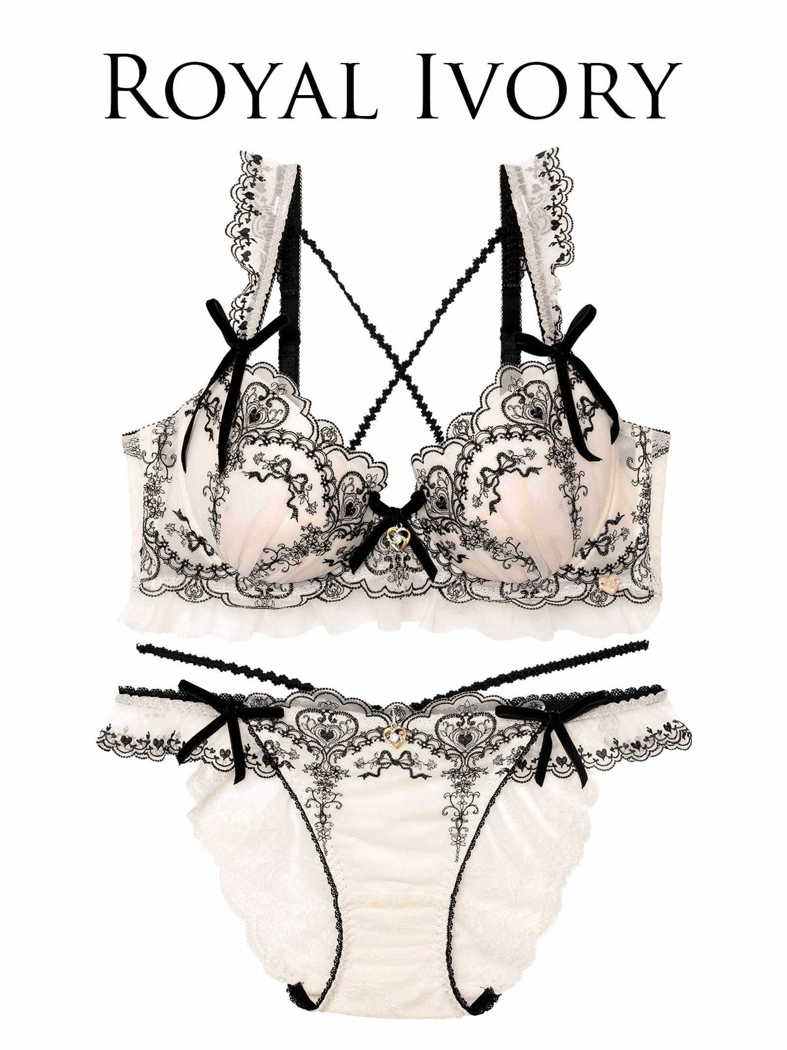 【明日花キララプロデュース/WhipBunny】Antique Ribbon Heart Bra&Shorts / アンティークリボンハートブラ＆ショーツ