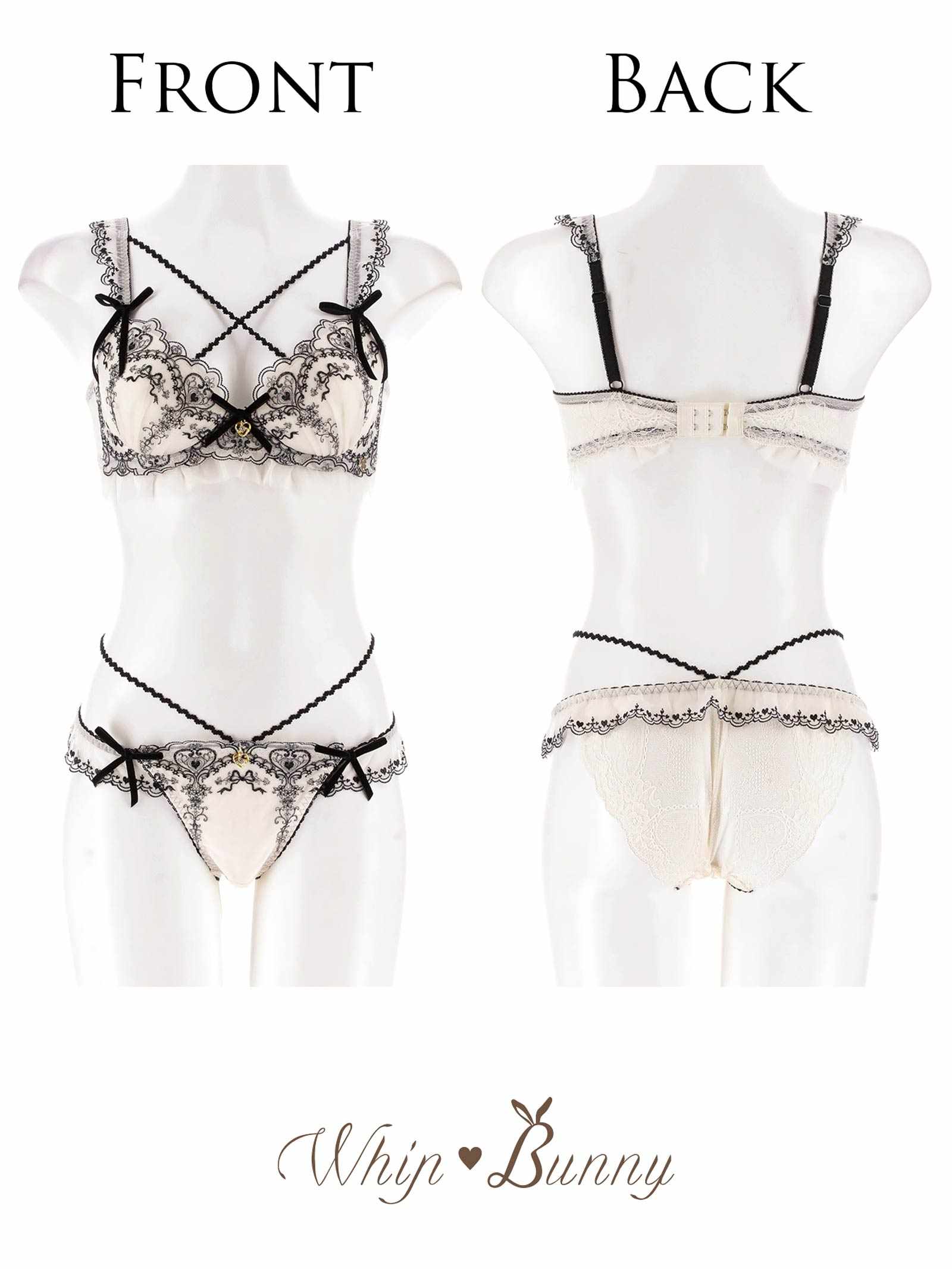 【明日花キララプロデュース/WhipBunny】Antique Ribbon Heart Bra&Shorts / アンティークリボンハートブラ＆ショーツ