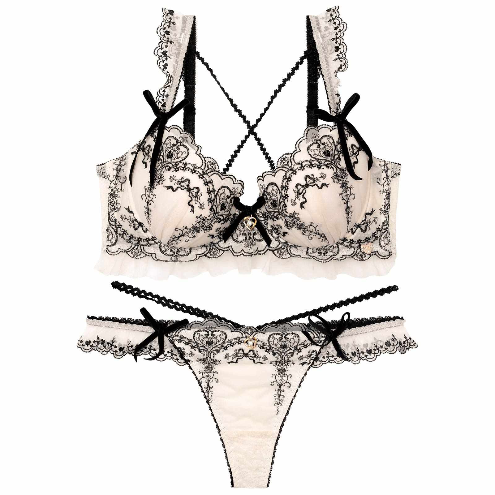 【明日花キララプロデュース/WhipBunny】Antique Ribbon Heart Bra&T-back / アンティークリボンハートブラ＆Tバック