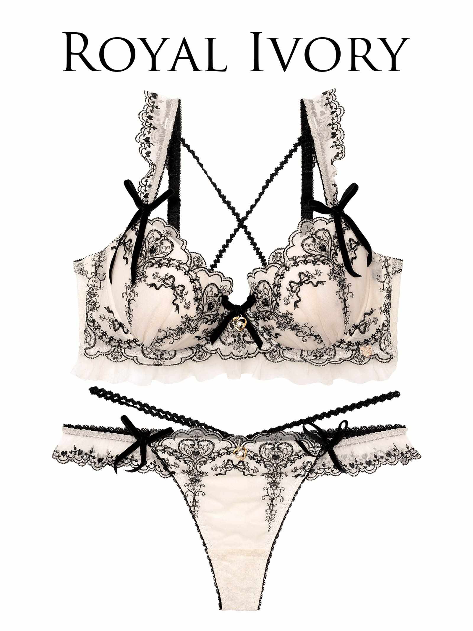 【明日花キララプロデュース/WhipBunny】Antique Ribbon Heart Bra&T-back / アンティークリボンハートブラ＆Tバック