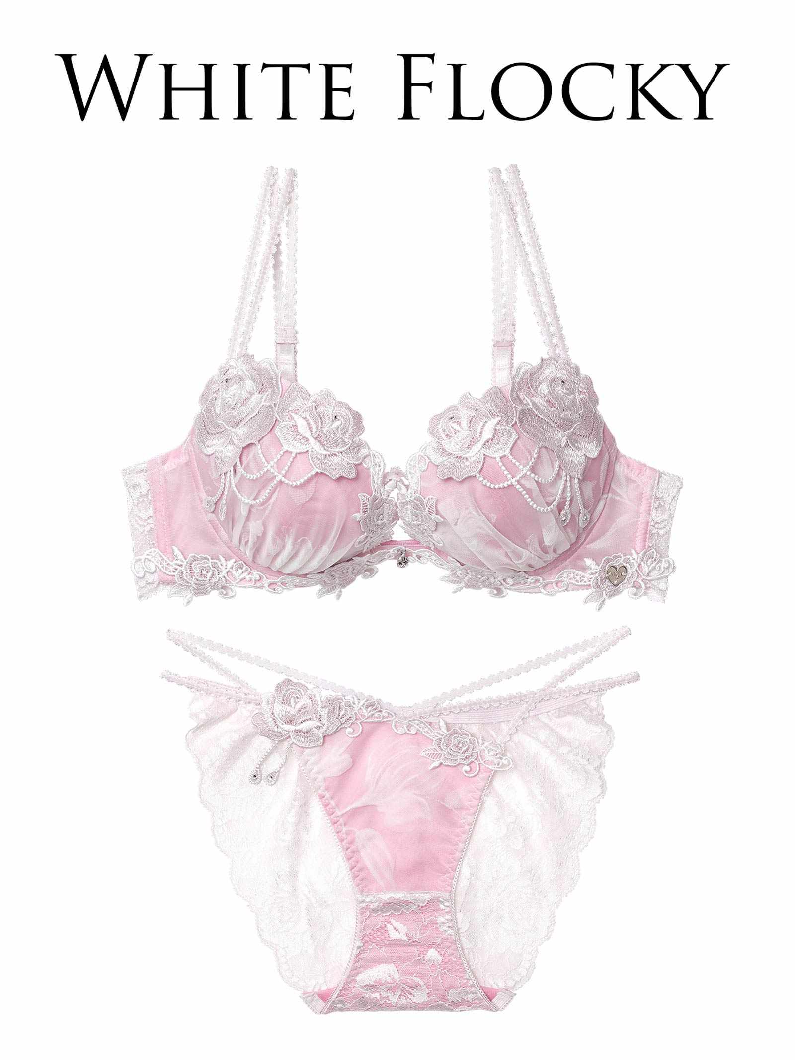 10/24新作!【明日花キララプロデュース/WhipBunny】Noble Flocky Rose Bra&Shorts / ノーブルフロッキーローズブラ＆ショーツ