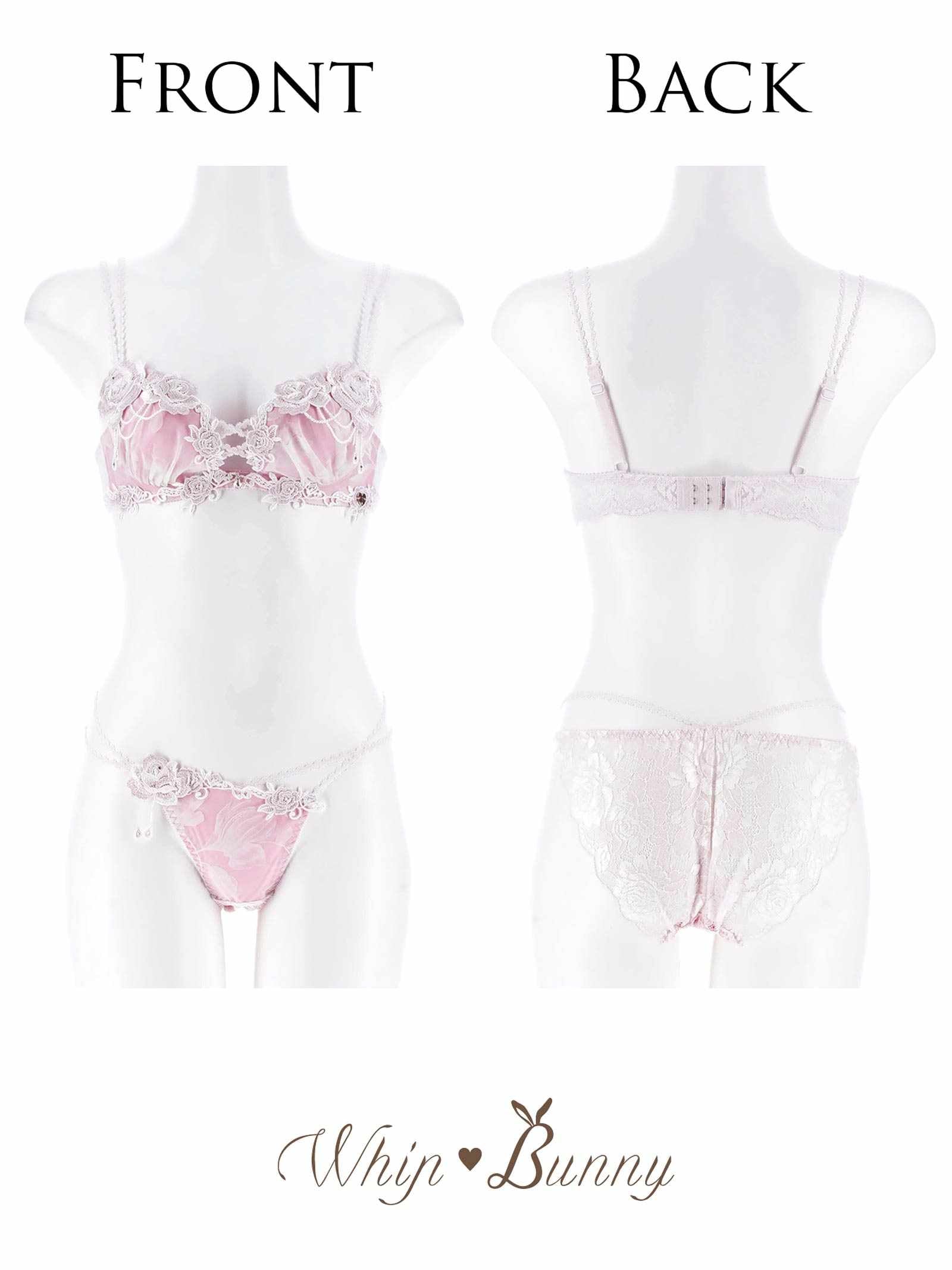 【明日花キララプロデュース/WhipBunny】Noble Flocky Rose Bra&Shorts / ノーブルフロッキーローズブラ＆ショーツ