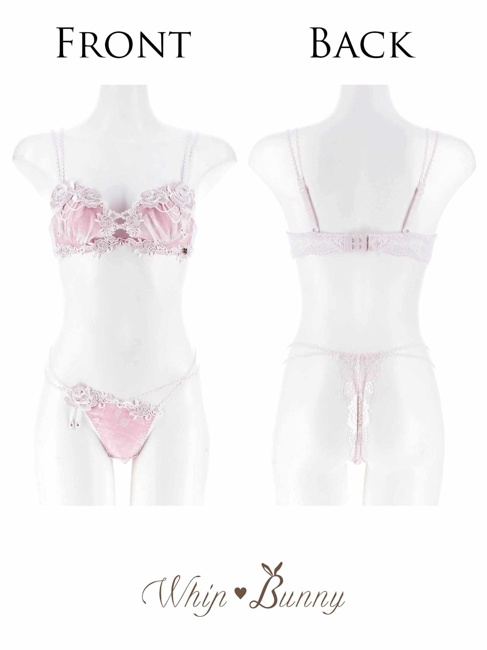 10/24新作!【明日花キララプロデュース/WhipBunny】Noble Flocky Rose Bra&T-back / ノーブルフロッキーローズブラ＆Tバック