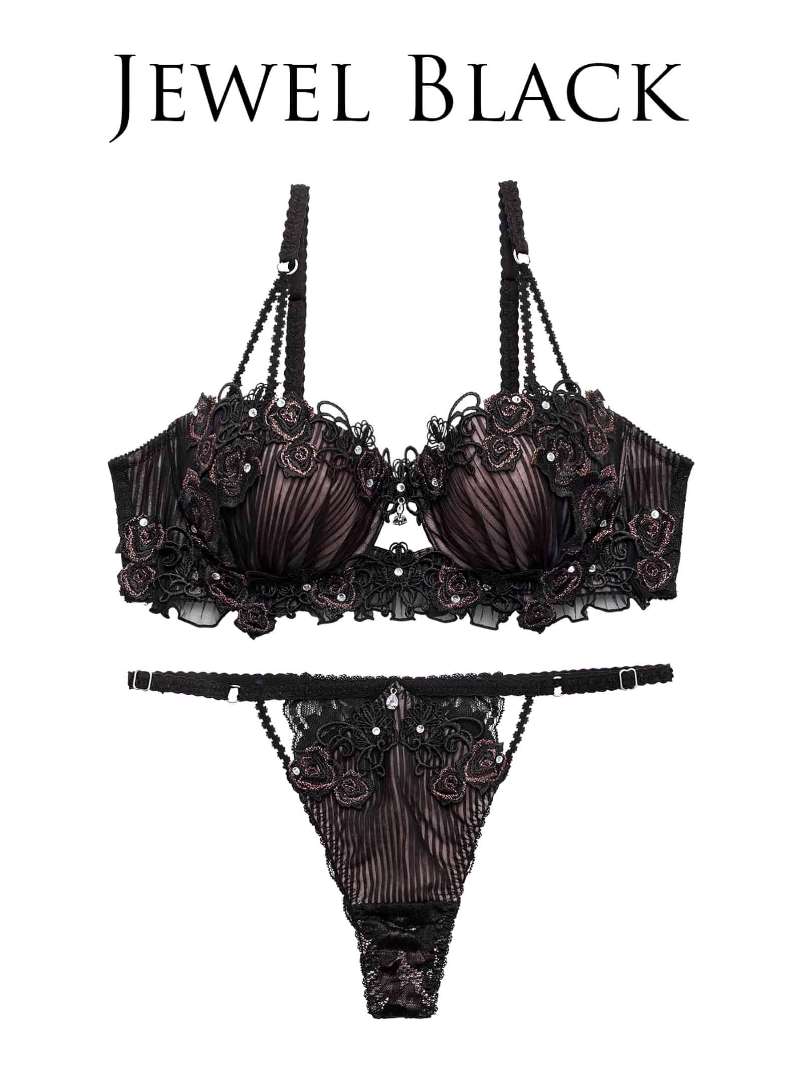 7/17新作!【明日花キララプロデュース/WhipBunny】Sheer Pleats Rose Bra&T-back / シアープリーツローズブラ＆Tバック