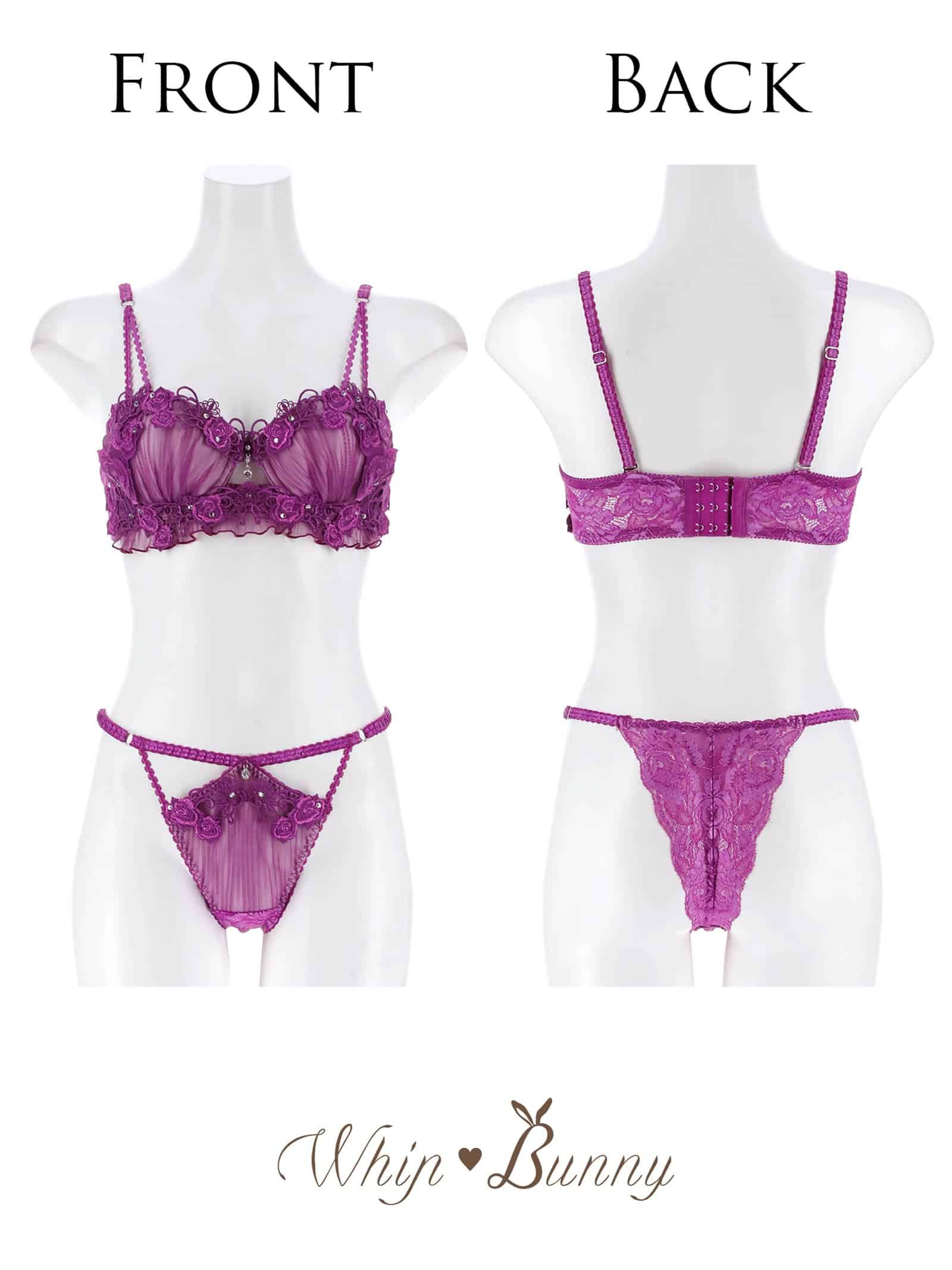 7/17新作!【明日花キララプロデュース/WhipBunny】Sheer Pleats Rose Bra&T-back / シアープリーツローズブラ＆Tバック