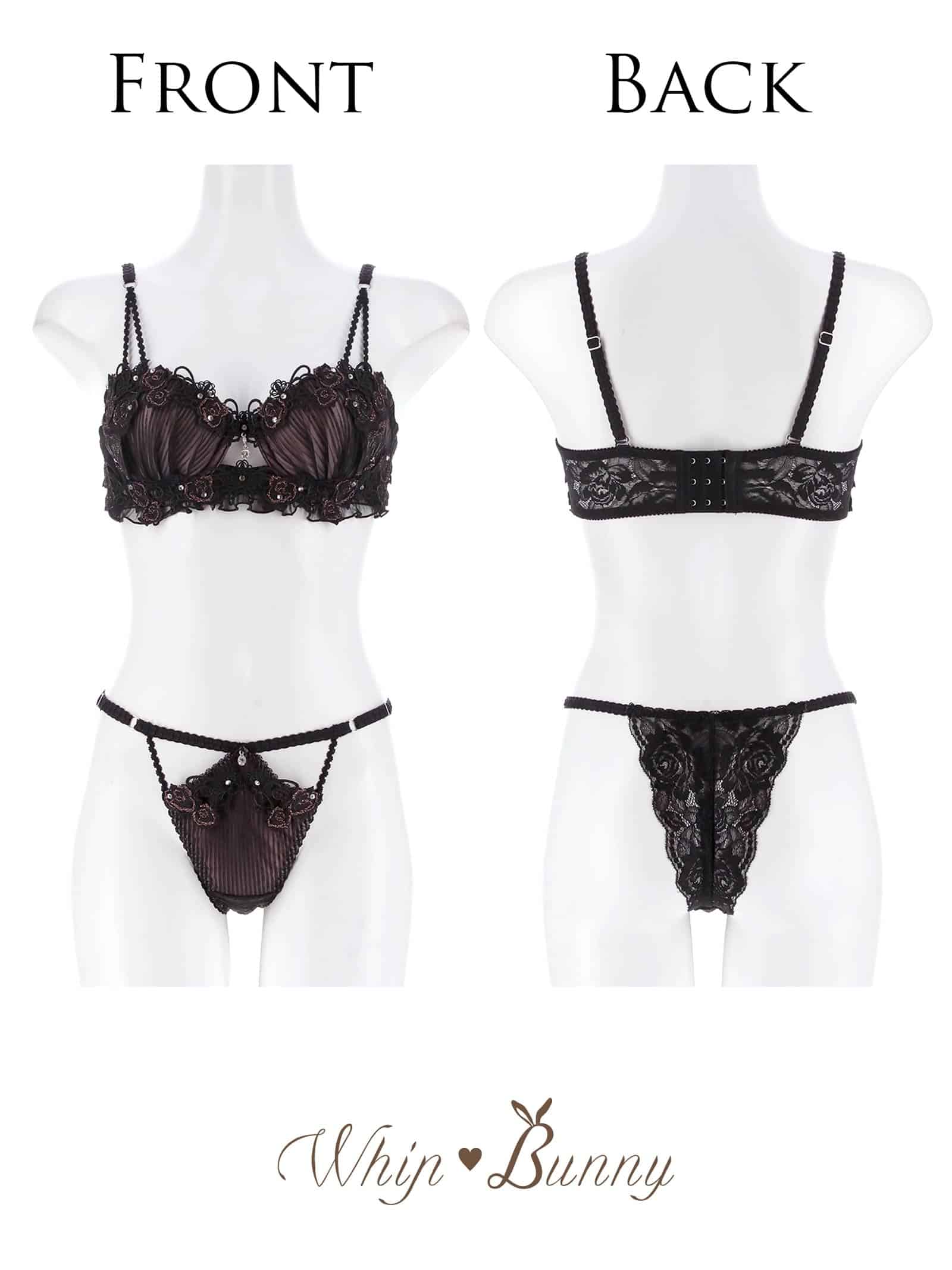 7/17新作!【明日花キララプロデュース/WhipBunny】Sheer Pleats Rose Bra&T-back / シアープリーツローズブラ＆Tバック