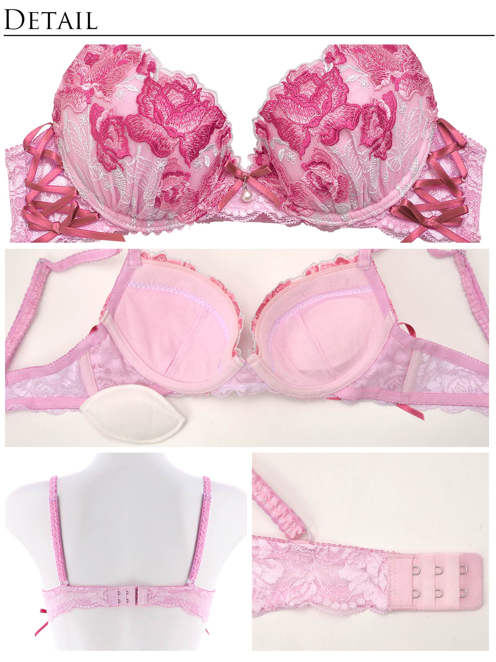 【明日花キララプロデュース/WhipBunny】Lace Up Fancy Rose Bra&Shorts / Pink レースアップファンシーローズブラ＆ショーツ / ピンク