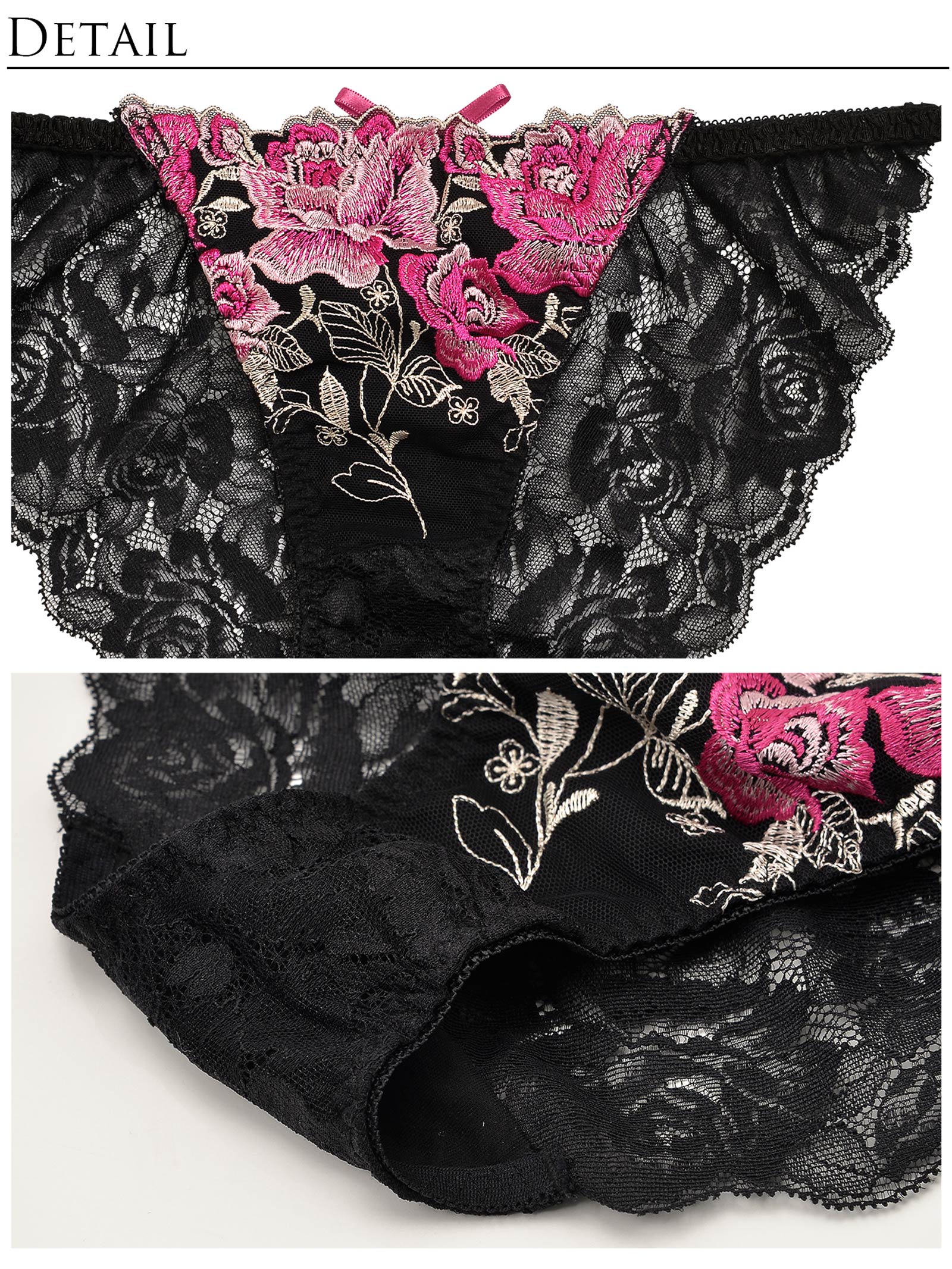 【明日花キララプロデュース/WhipBunny】Lace Up Fancy Rose Bra&Shorts / Black レースアップファンシーローズブラ＆ショーツ / ブラック