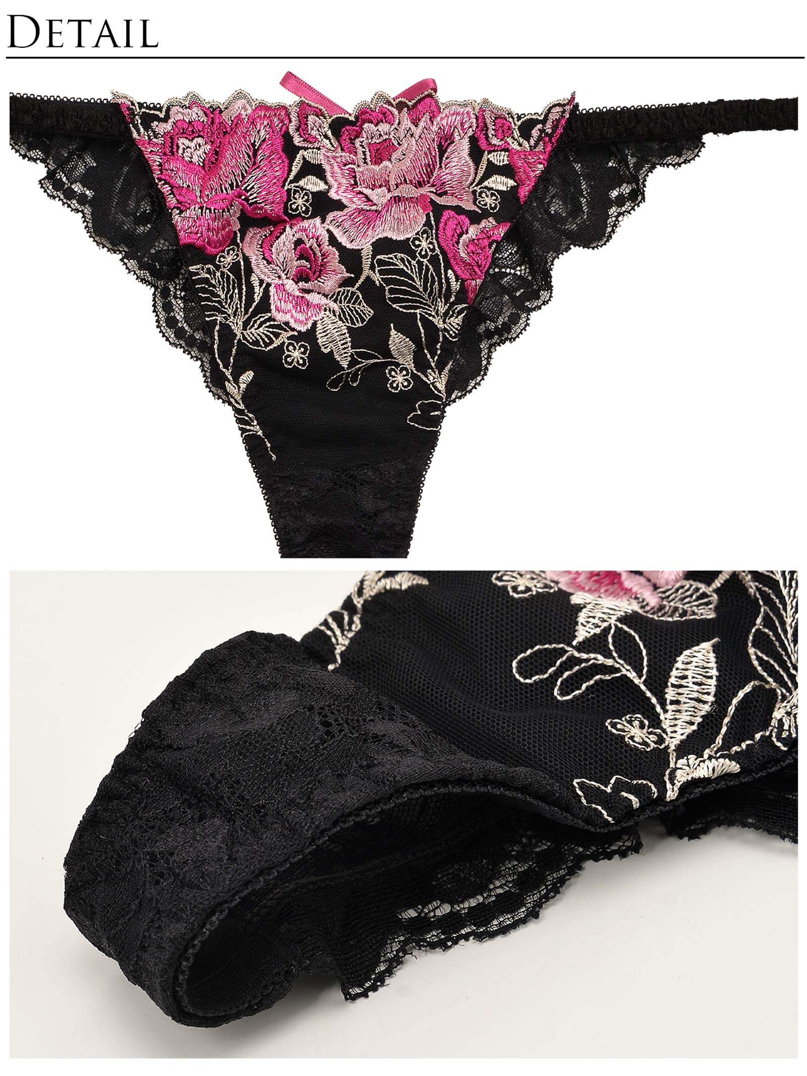 【明日花キララプロデュース/WhipBunny】Lace Up Fancy Rose Bra&T-back / Black レースアップファンシーローズブラ＆Tバック / ブラック