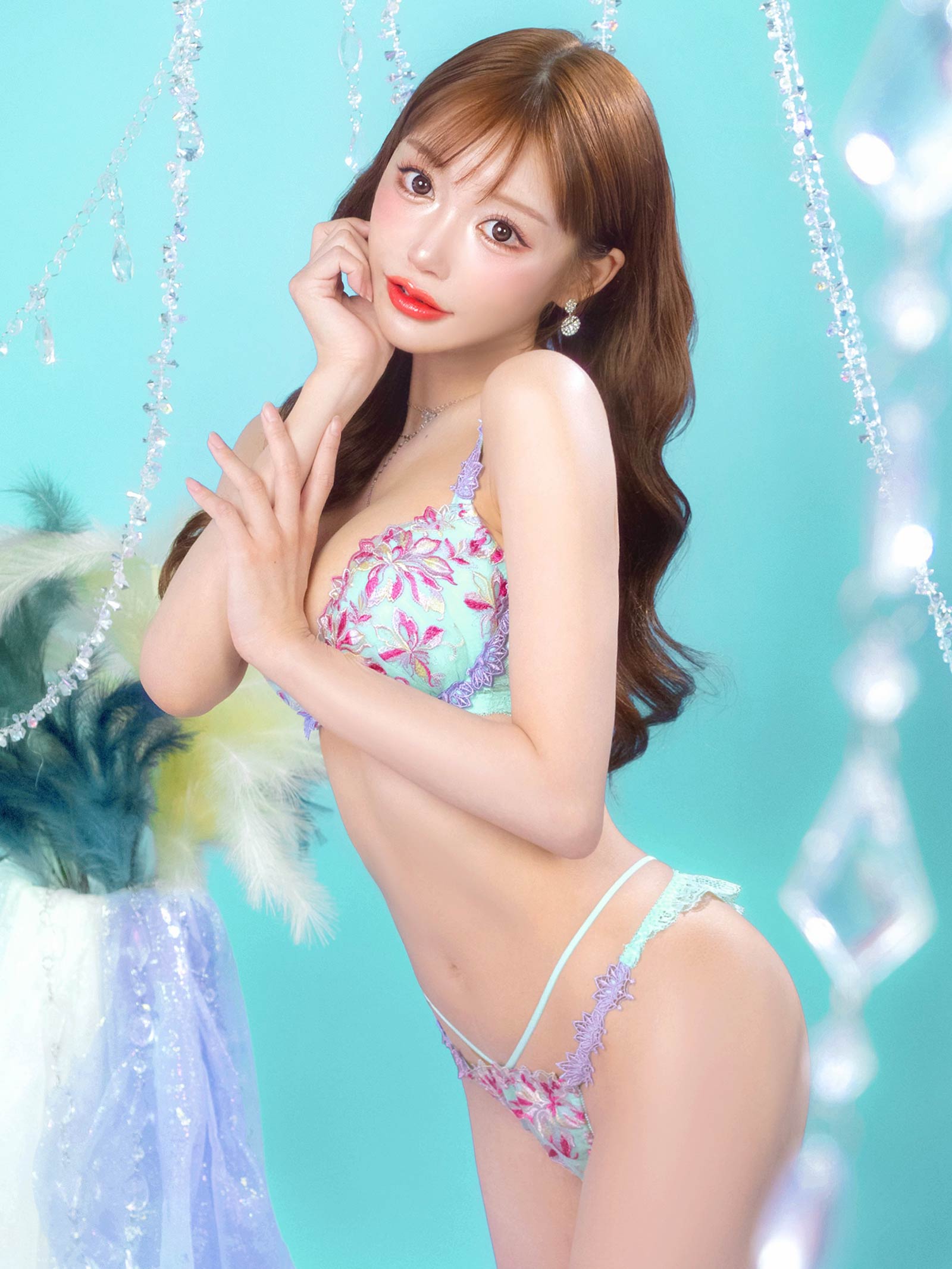 【明日花キララプロデュース/WhipBunny】Mermaid Shell Flower Bra&T-back/Mint マーメイドシェルフラワー＆Tバック/ミント