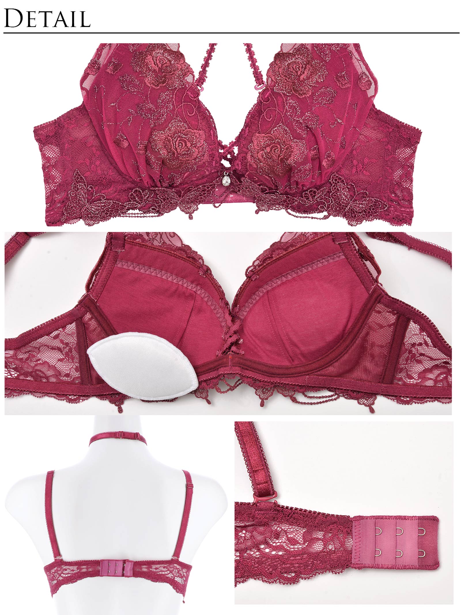 【予約:7/31頃より順次発送】7/19新!【明日花キララプロデュース-WhipBunny】Luxe Papillon Rose Bra&Shorts&Choker/Bordeaux リュクスパピヨンローズブラ＆ショーツ＆チョーカー/ボルドー