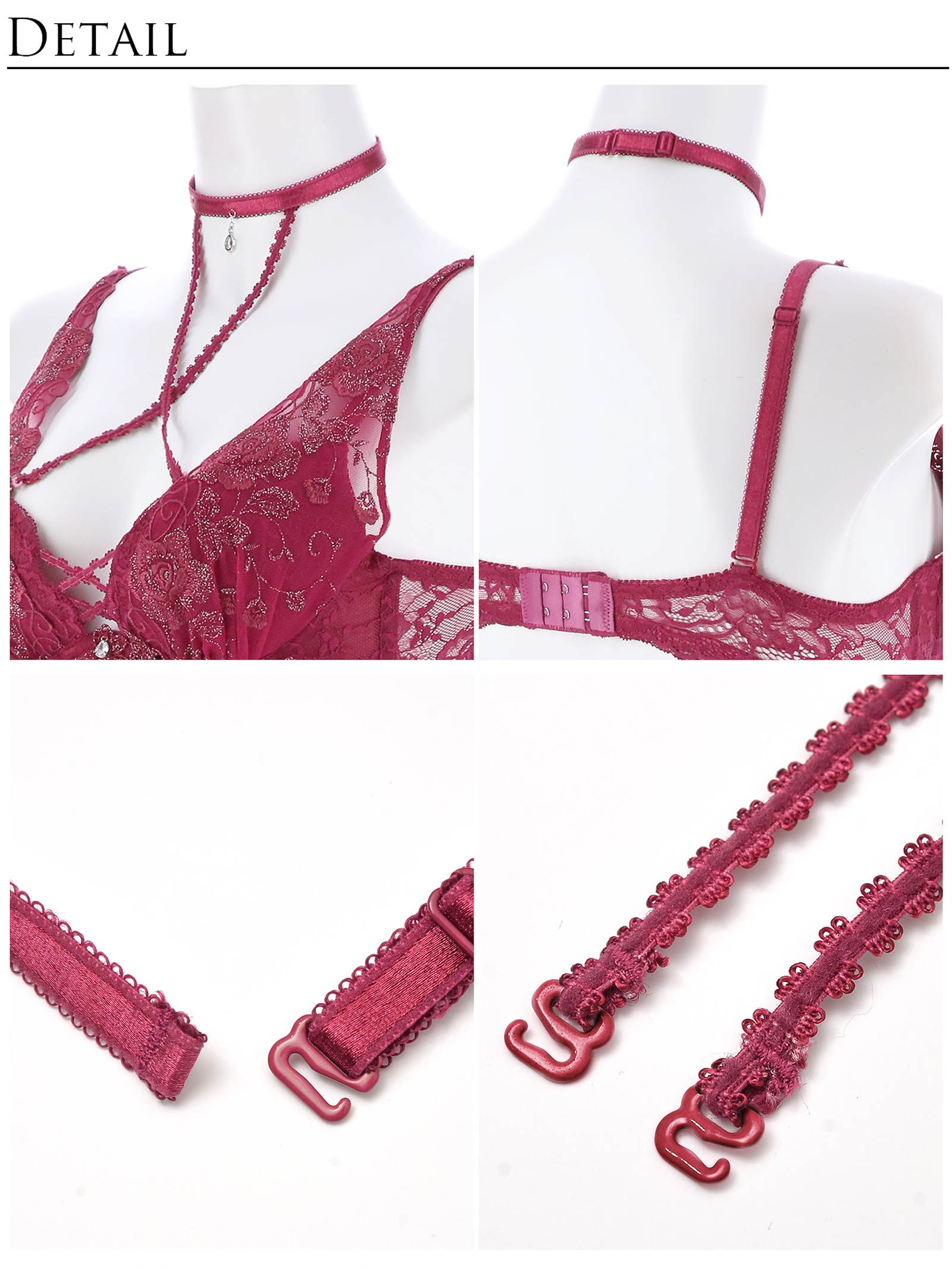 【予約:7/31頃より順次発送】7/19新!【明日花キララプロデュース-WhipBunny】Luxe Papillon Rose Bra&Shorts&Choker/Bordeaux リュクスパピヨンローズブラ＆ショーツ＆チョーカー/ボルドー