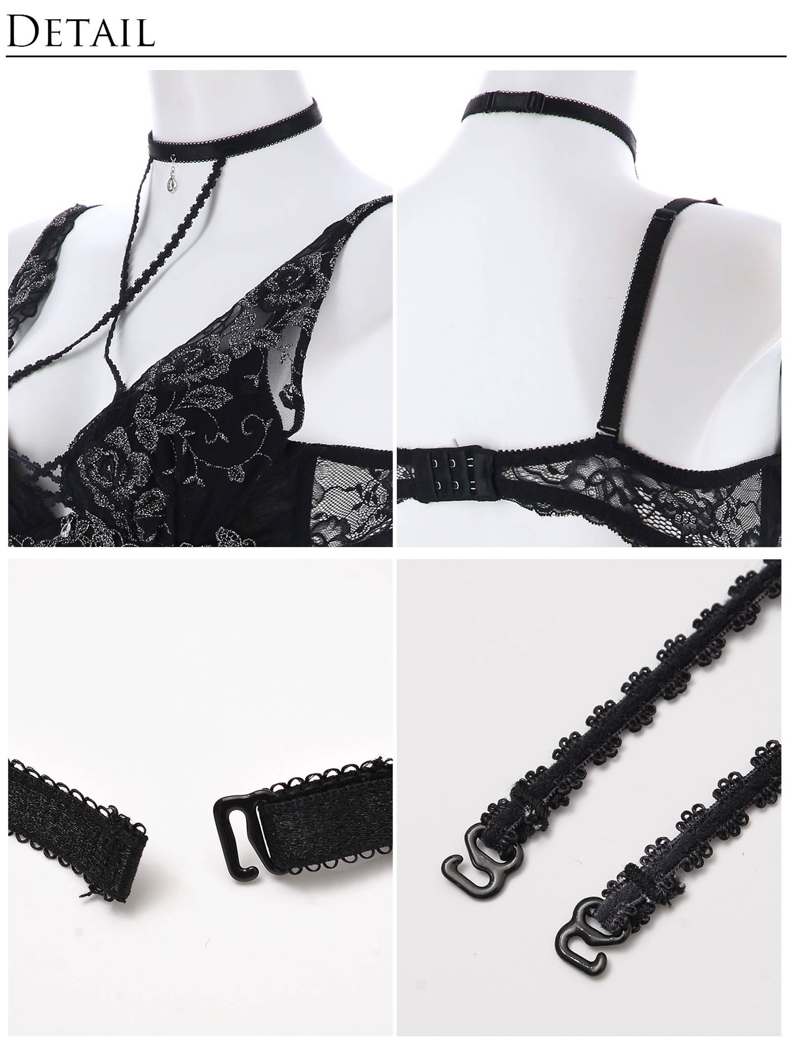 【予約:7/31頃より順次発送】7/19新!【明日花キララプロデュース-WhipBunny】Luxe Papillon Rose Bra&Shorts&Choker/Black リュクスパピヨンローズブラ＆ショーツ＆チョーカー/ブラック