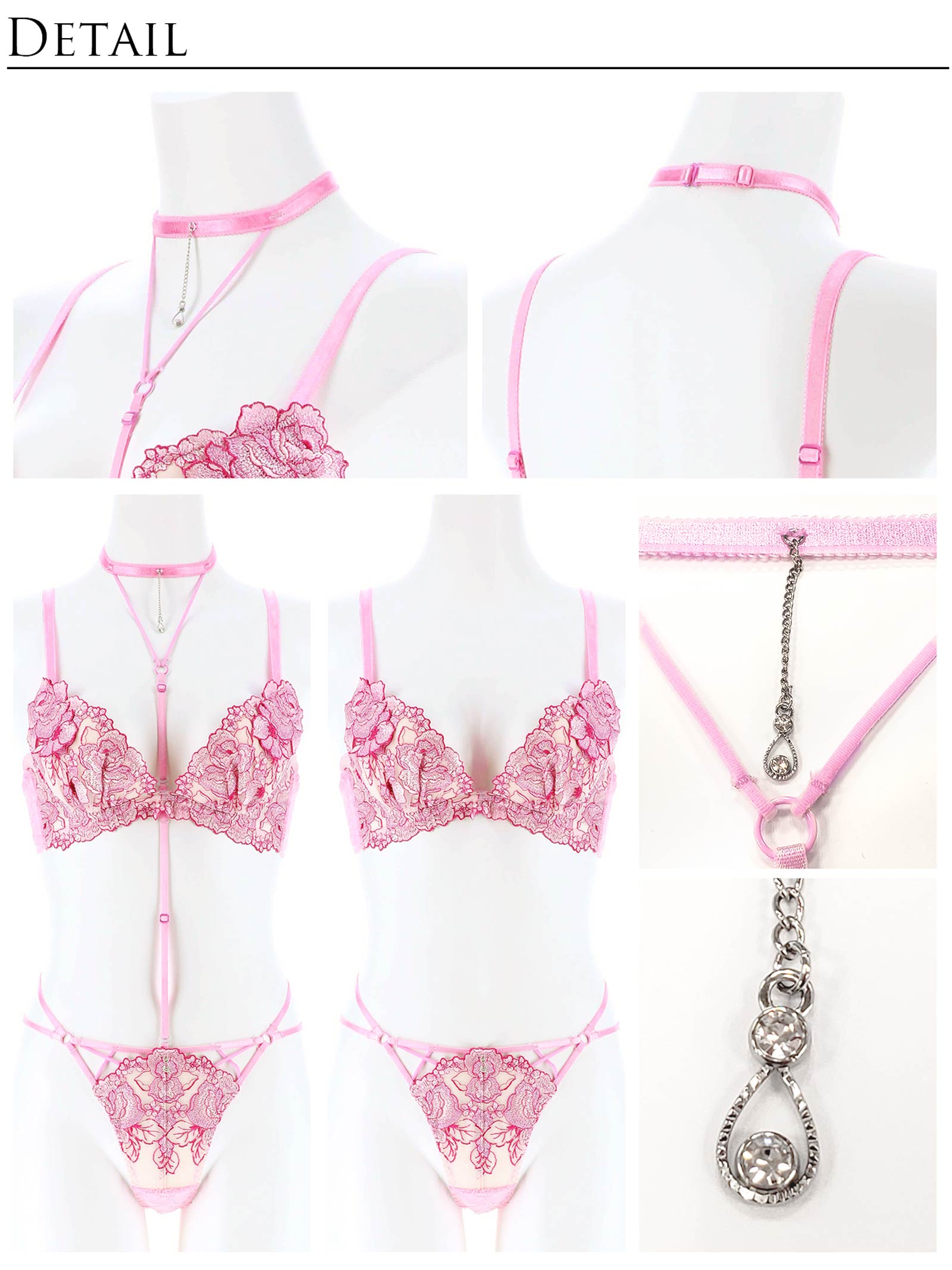 9/18新作!【明日花キララプロデュース/WhipBunny】Venus Shine Flower Choker Bra&Shorts/Pink ヴィーナスシャインフラワーブラ＆ショーツ/ピンク