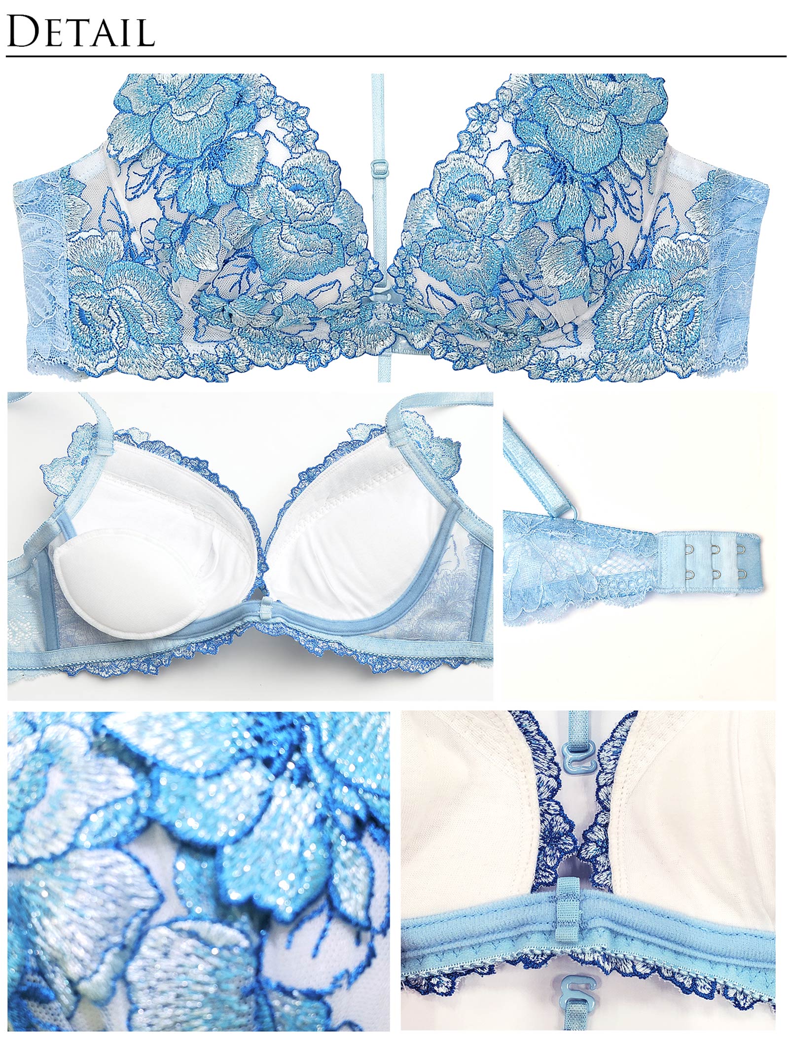 9/18新作!【明日花キララプロデュース/WhipBunny】Venus Shine Flower Choker Bra&Shorts/Sax ヴィーナスシャインフラワーブラ＆ショーツ/サックス