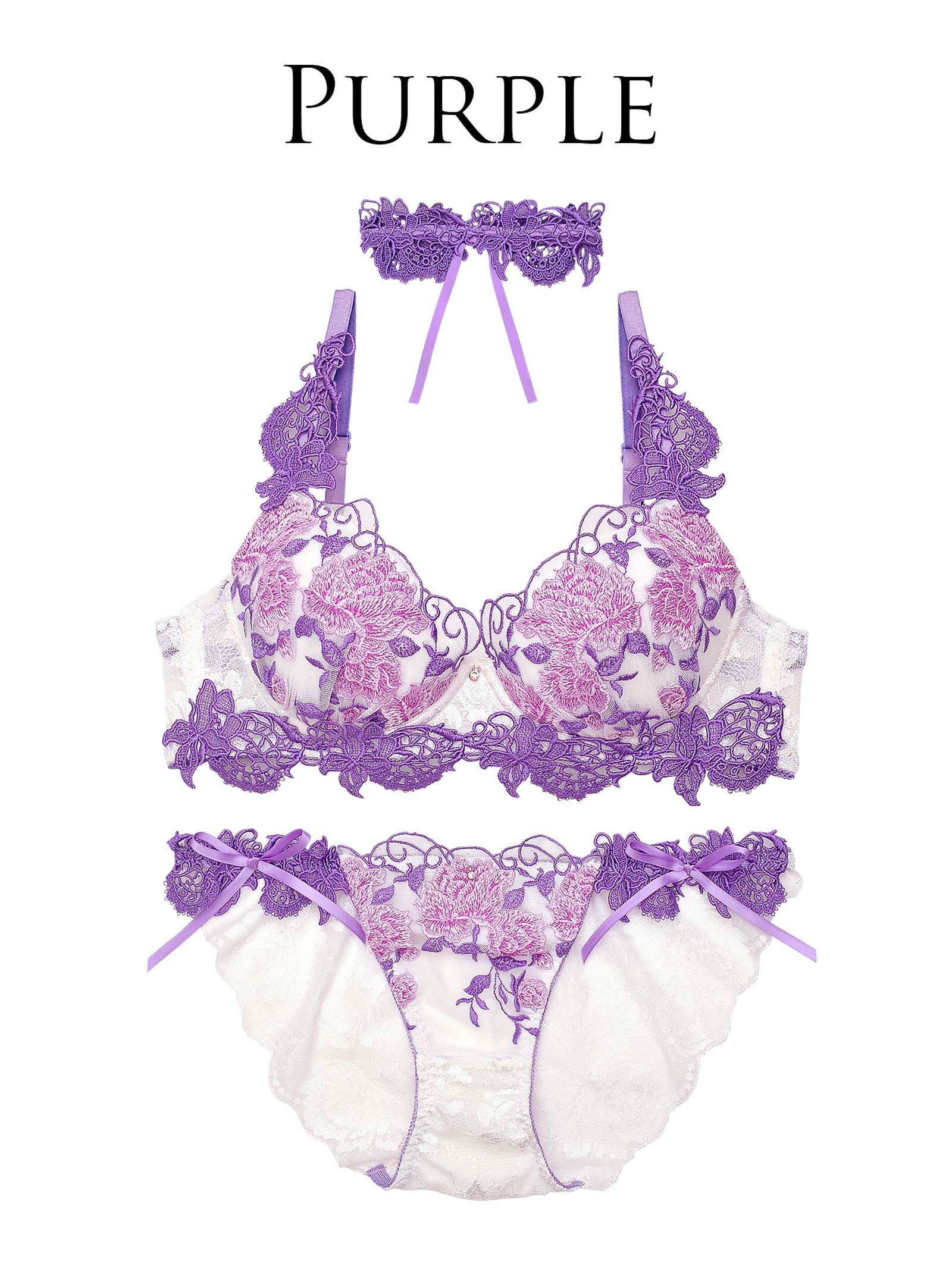 9/30新作!【明日花キララプロデュース/WhipBunny】Gorgeous Shine Rose Choker Bra&Shorts / Purple ゴージャスシャインローズチョーカーブラ＆Tバック / パープル