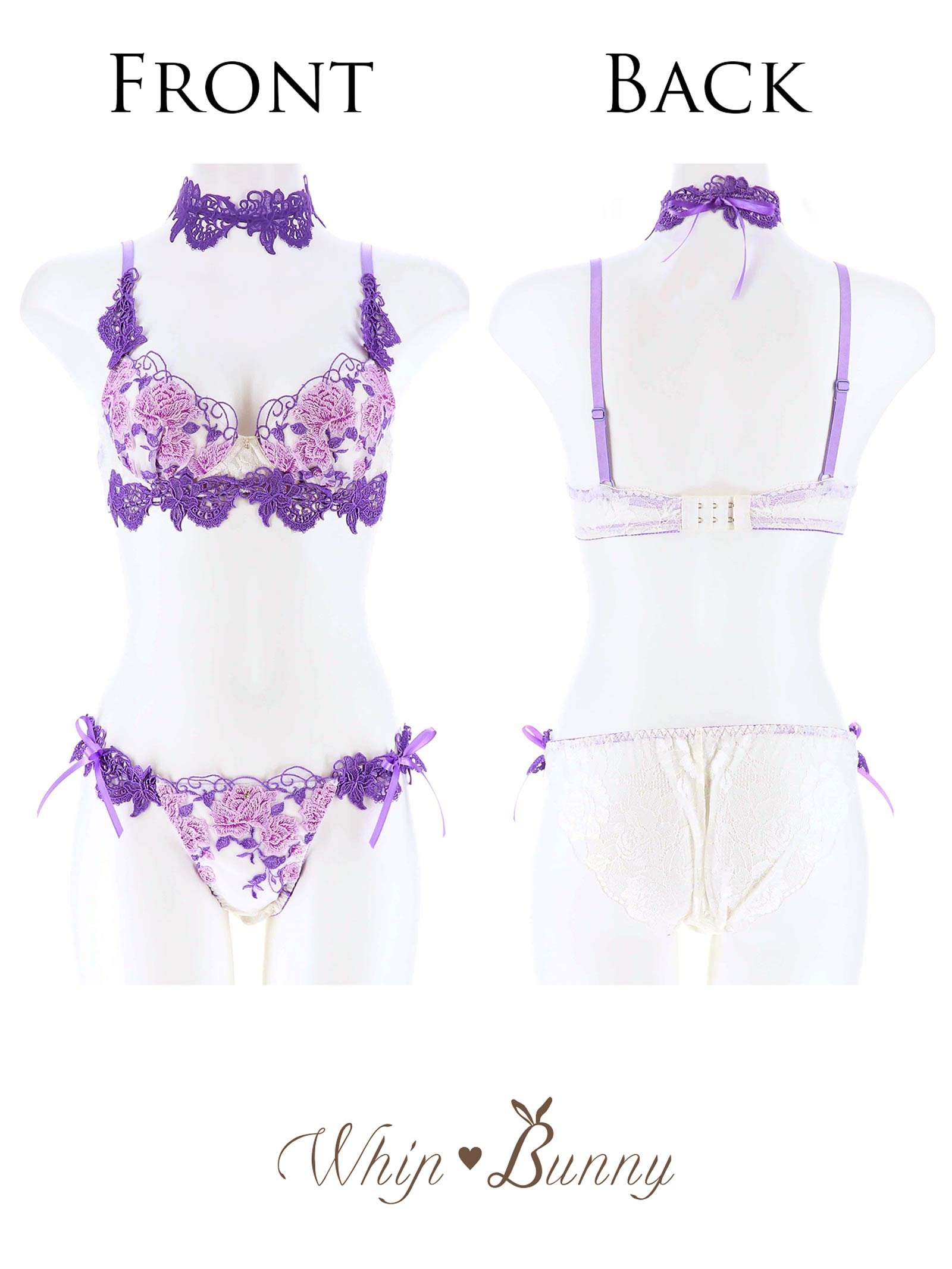 9/30新作!【明日花キララプロデュース/WhipBunny】Gorgeous Shine Rose Choker Bra&Shorts / Purple ゴージャスシャインローズチョーカーブラ＆Tバック / パープル