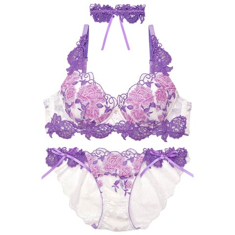 【明日花キララプロデュース/WhipBunny】Gorgeous Shine Rose Choker Bra&Shorts / Purple ゴージャスシャインローズチョーカーブラ＆ショーツ / パープル