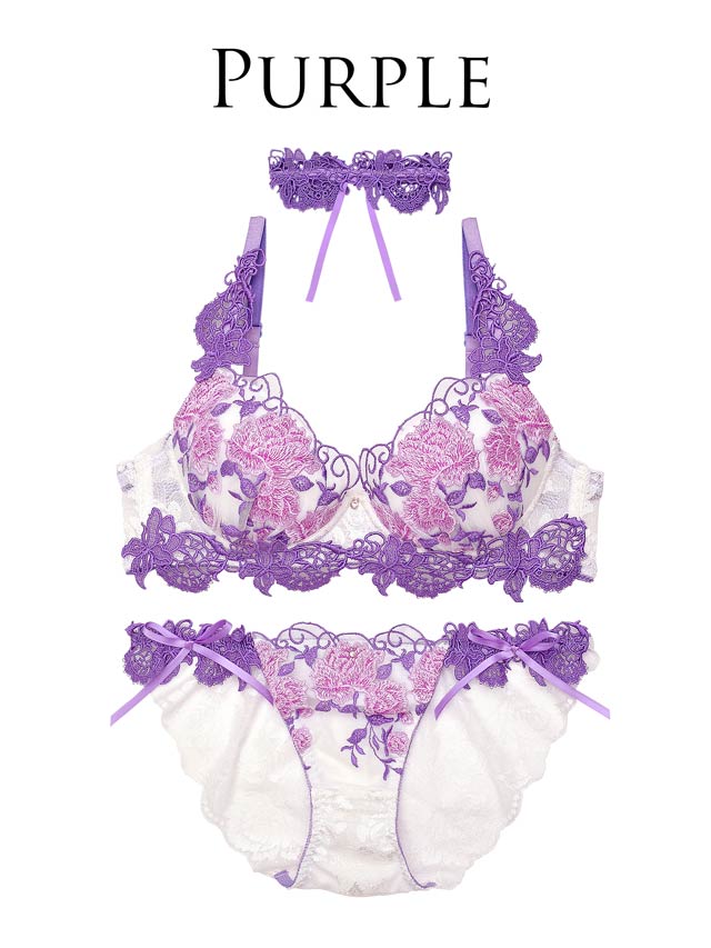 【明日花キララプロデュース/WhipBunny】Gorgeous Shine Rose Choker Bra&Shorts / Purple ゴージャスシャインローズチョーカーブラ＆ショーツ / パープル