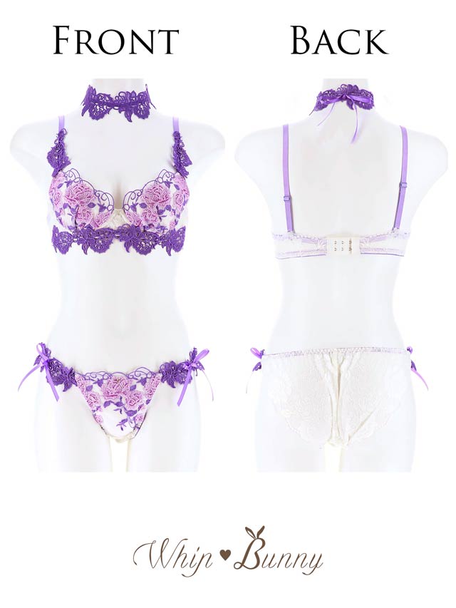 【明日花キララプロデュース/WhipBunny】Gorgeous Shine Rose Choker Bra&Shorts / Purple ゴージャスシャインローズチョーカーブラ＆ショーツ / パープル