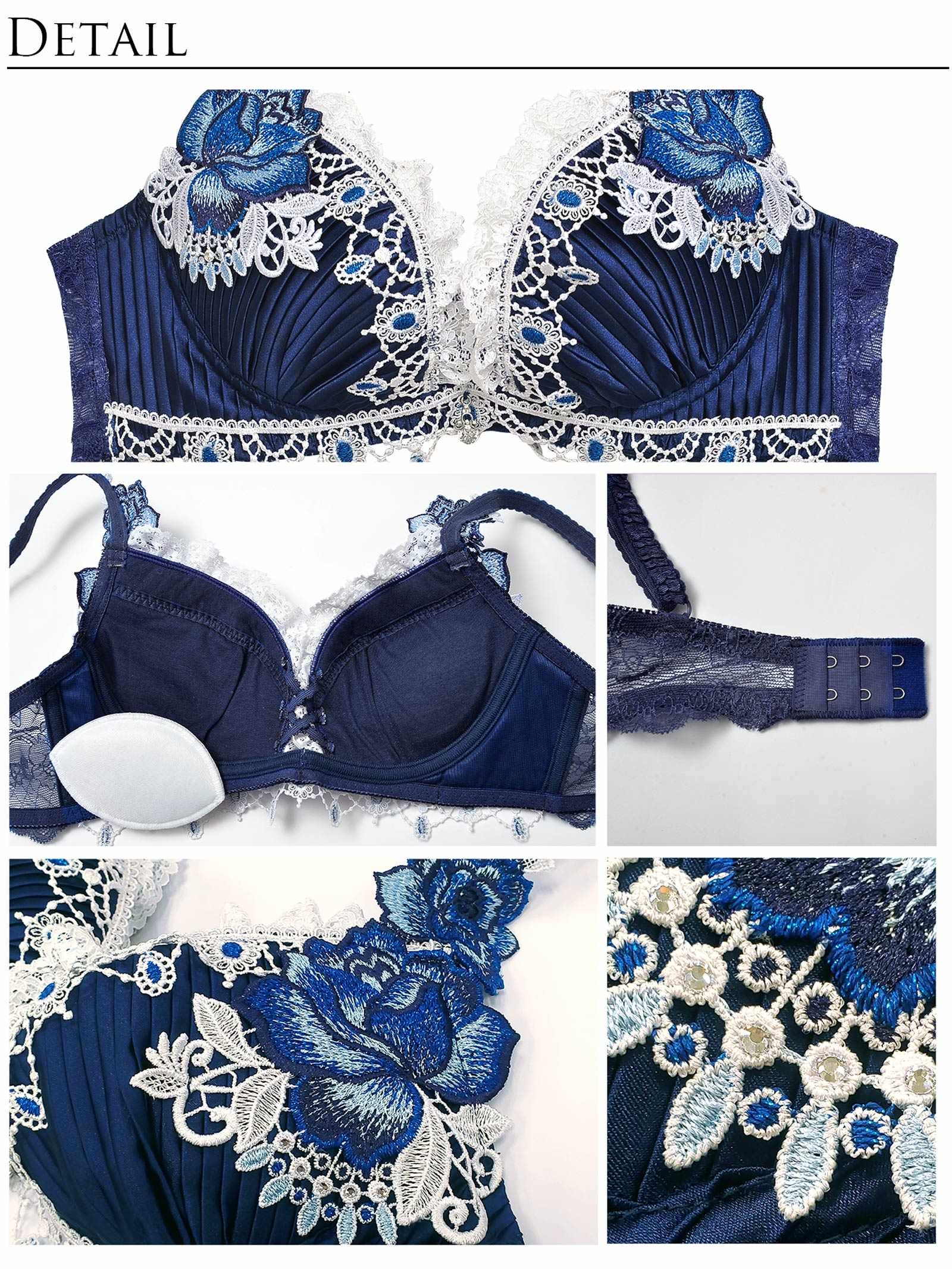 11/18新作!【明日花キララプロデュース-WhipBunny】Luxe Jewelry Pleats Bra&Shorts/Navy リュクスジュエリープリーツブラ＆ショーツ/ネイビー